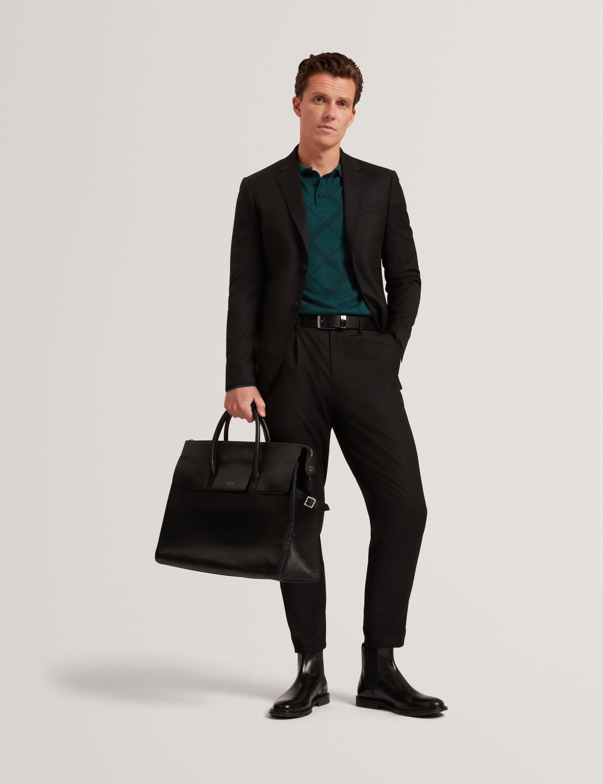 Ted Baker Havel Argyle Knit Long Sleeve Polo Shirt