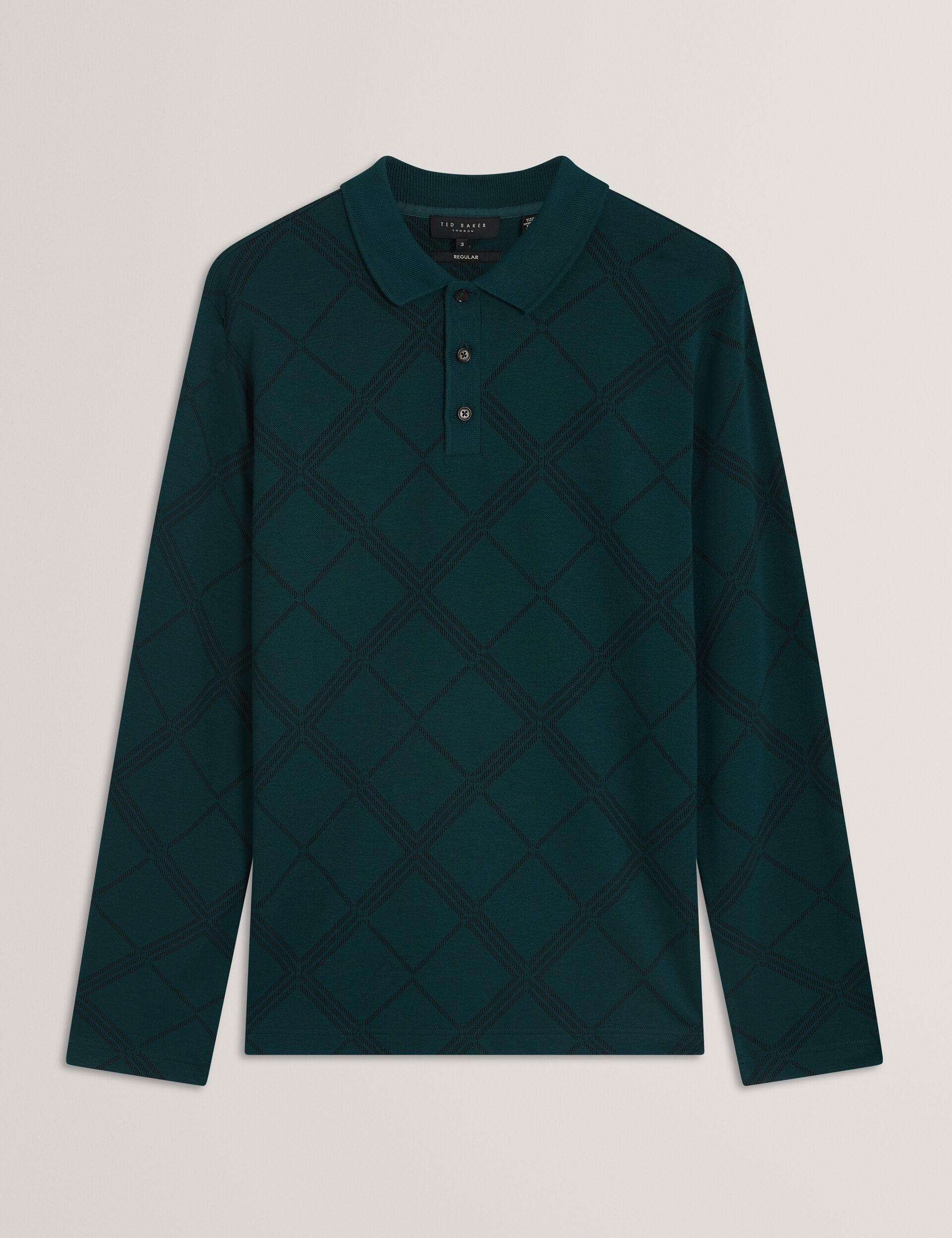 Ted Baker Havel Argyle Knit Long Sleeve Polo Shirt