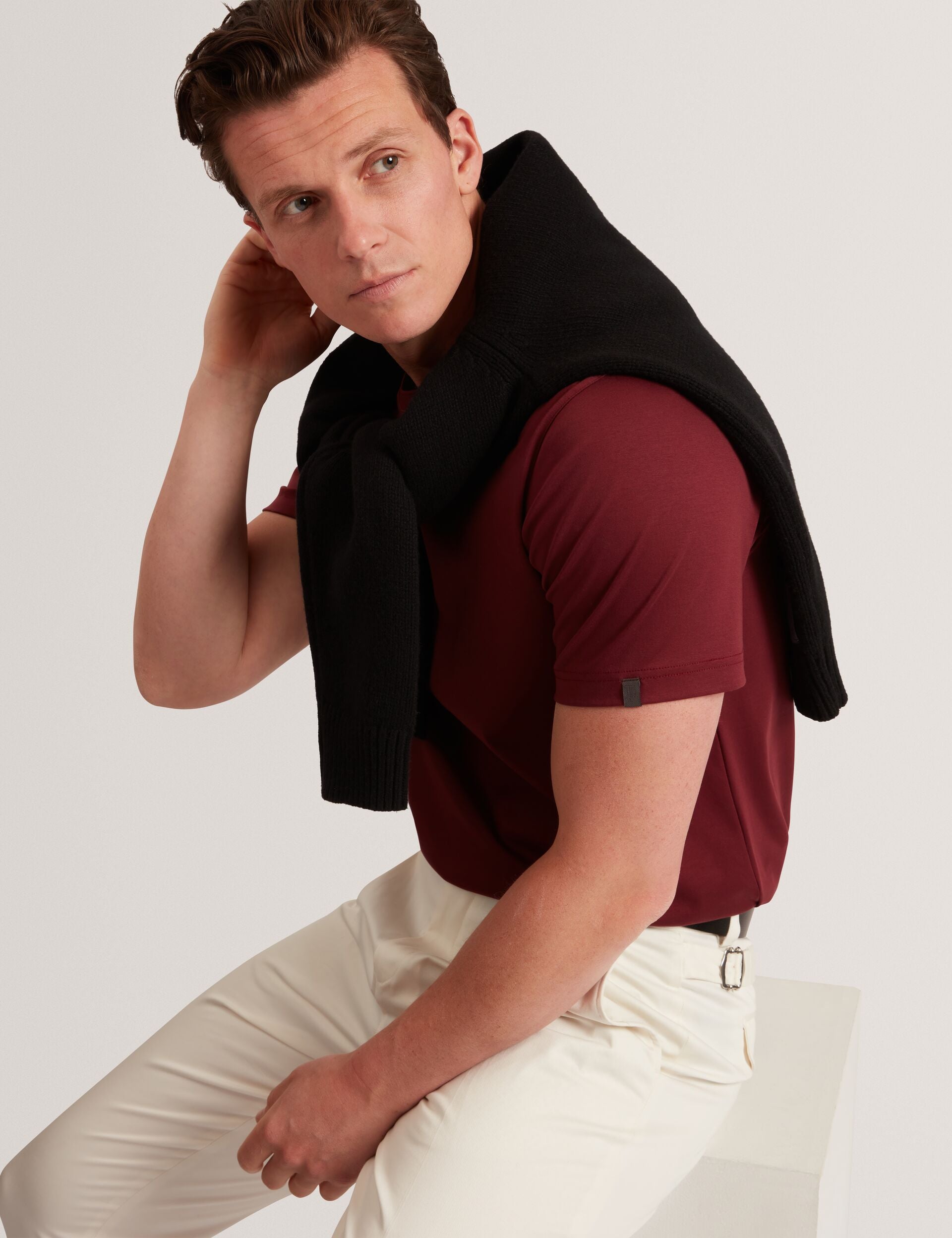 Ted Baker Konrrad Soft Touch Crew Neck Tshirt In Maroon