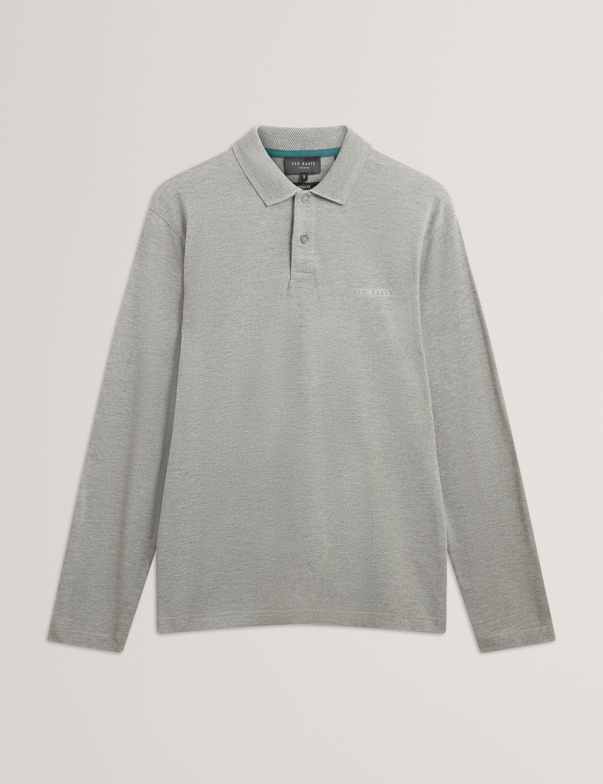 Ted Baker Woan Honeycomb Trim Pique Long Sleeve Polo