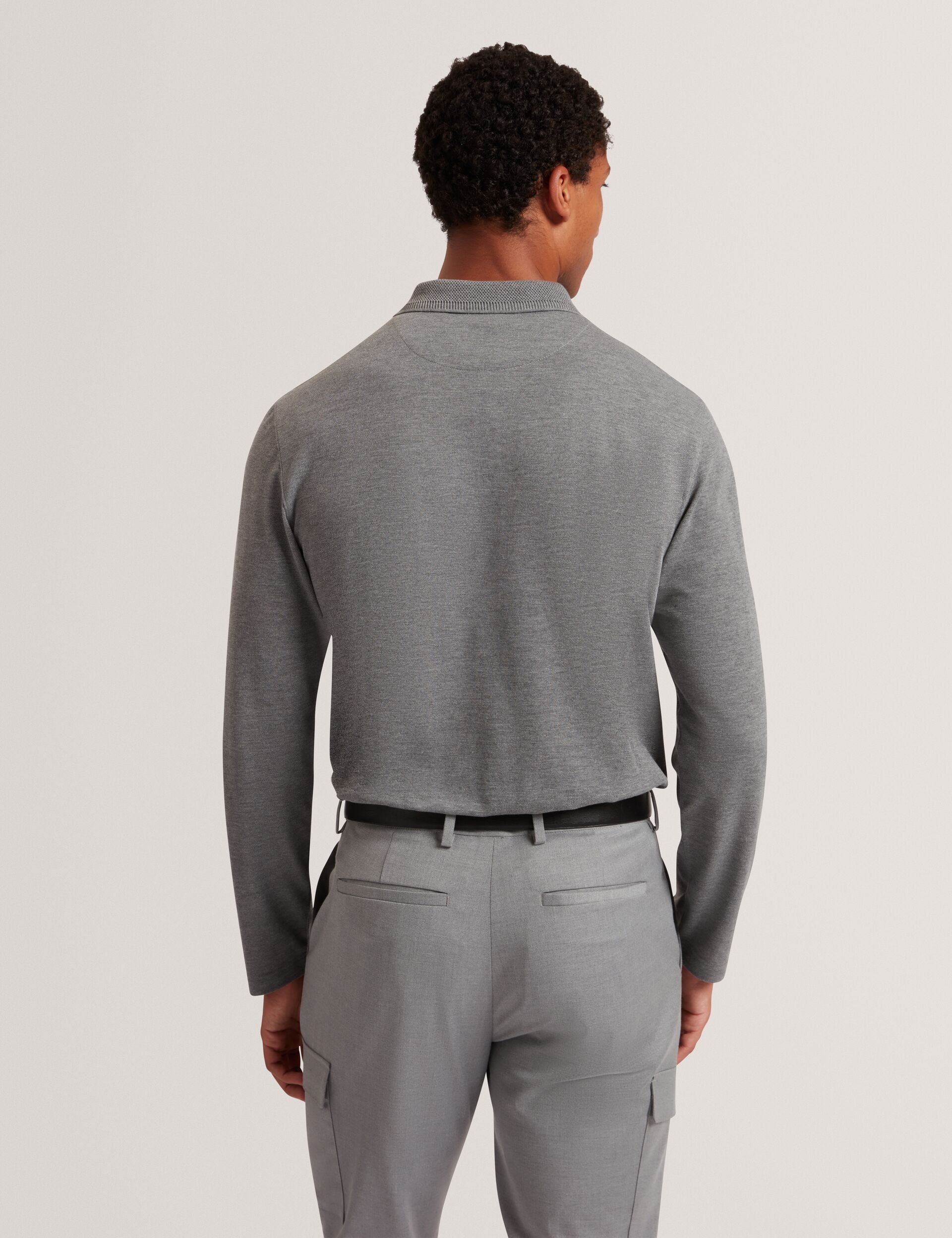 Ted Baker Woan Honeycomb Trim Pique Long Sleeve Polo