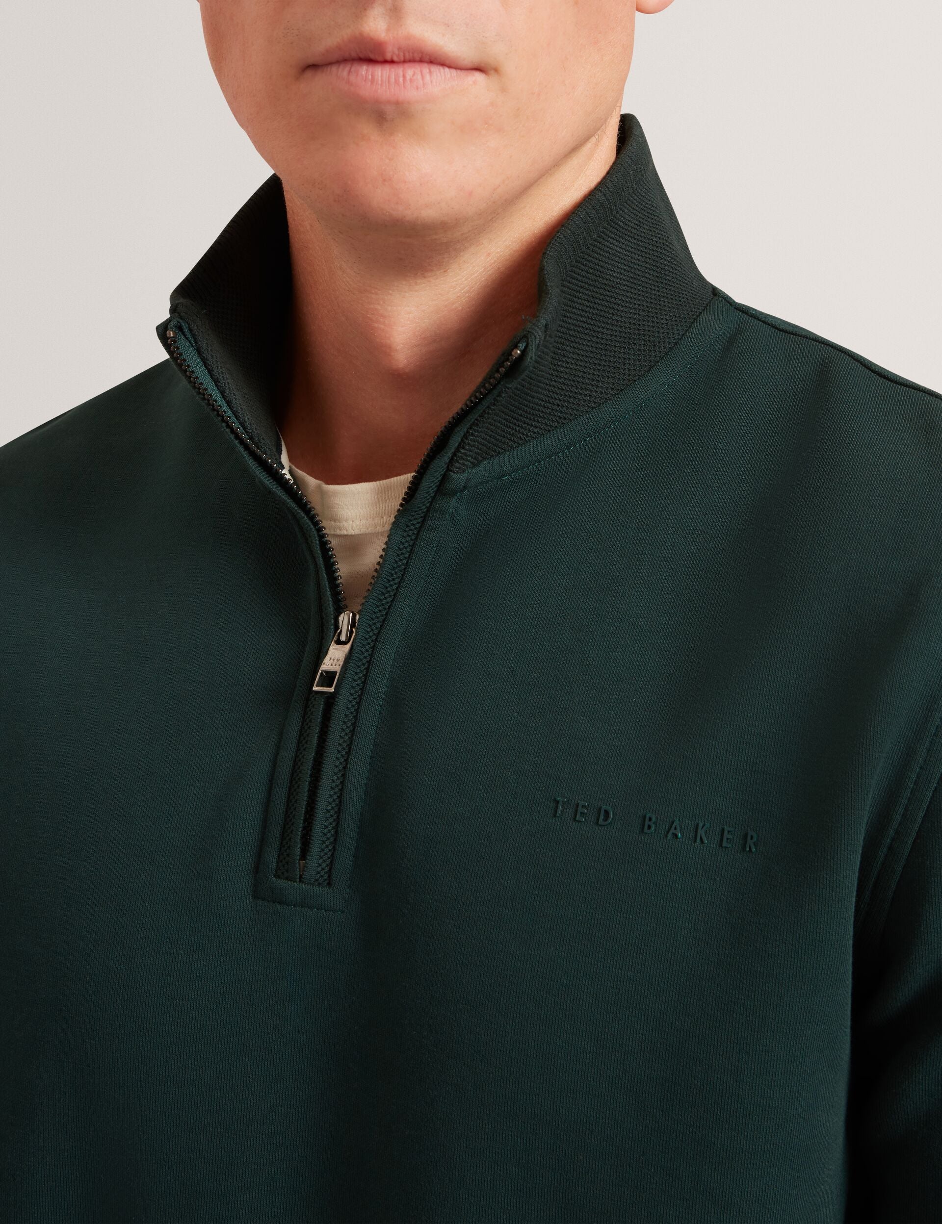 Ted Baker Crabtre Stretch Cotton Zip Neck Sweatshirt