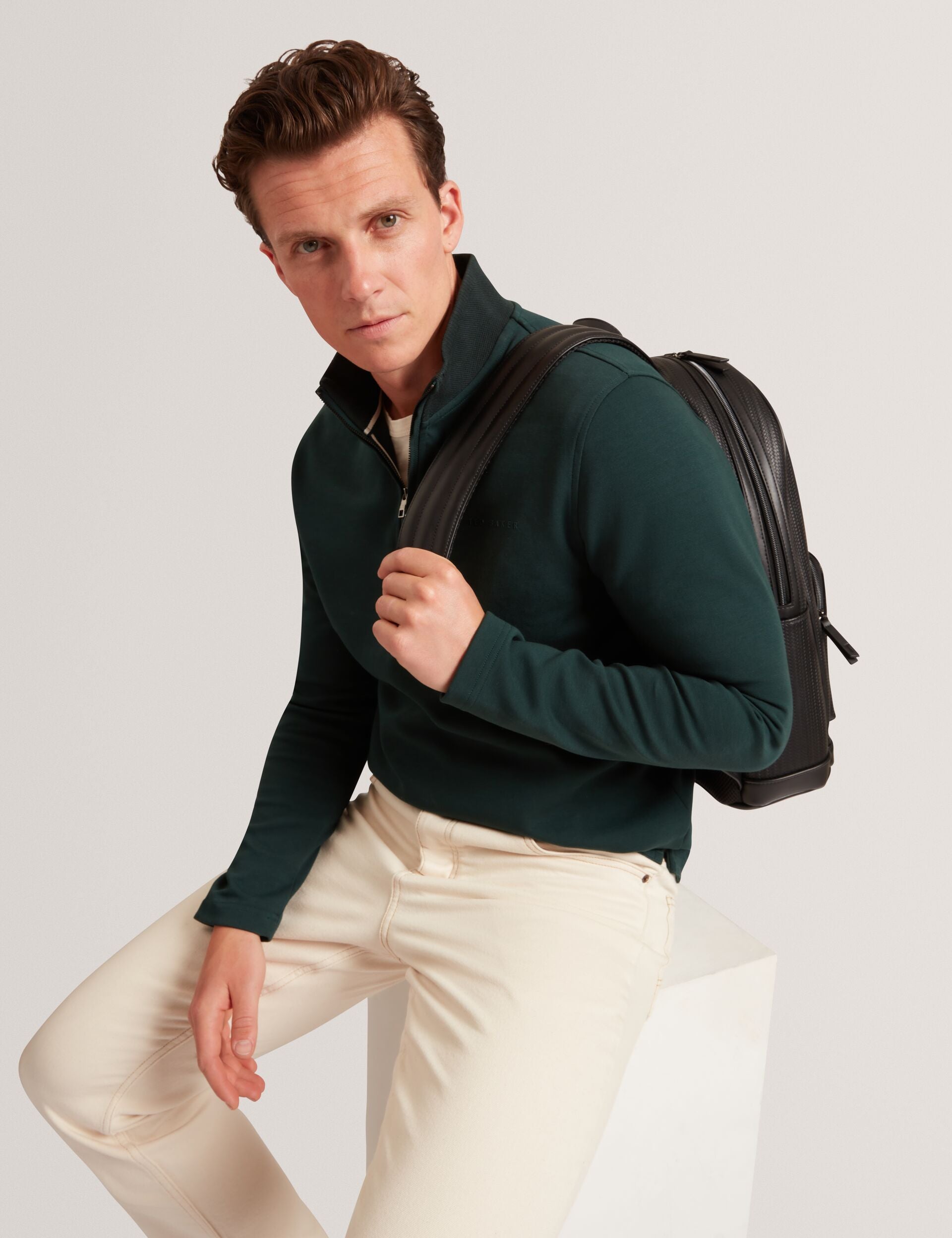 Ted Baker Crabtre Stretch Cotton Zip Neck Sweatshirt