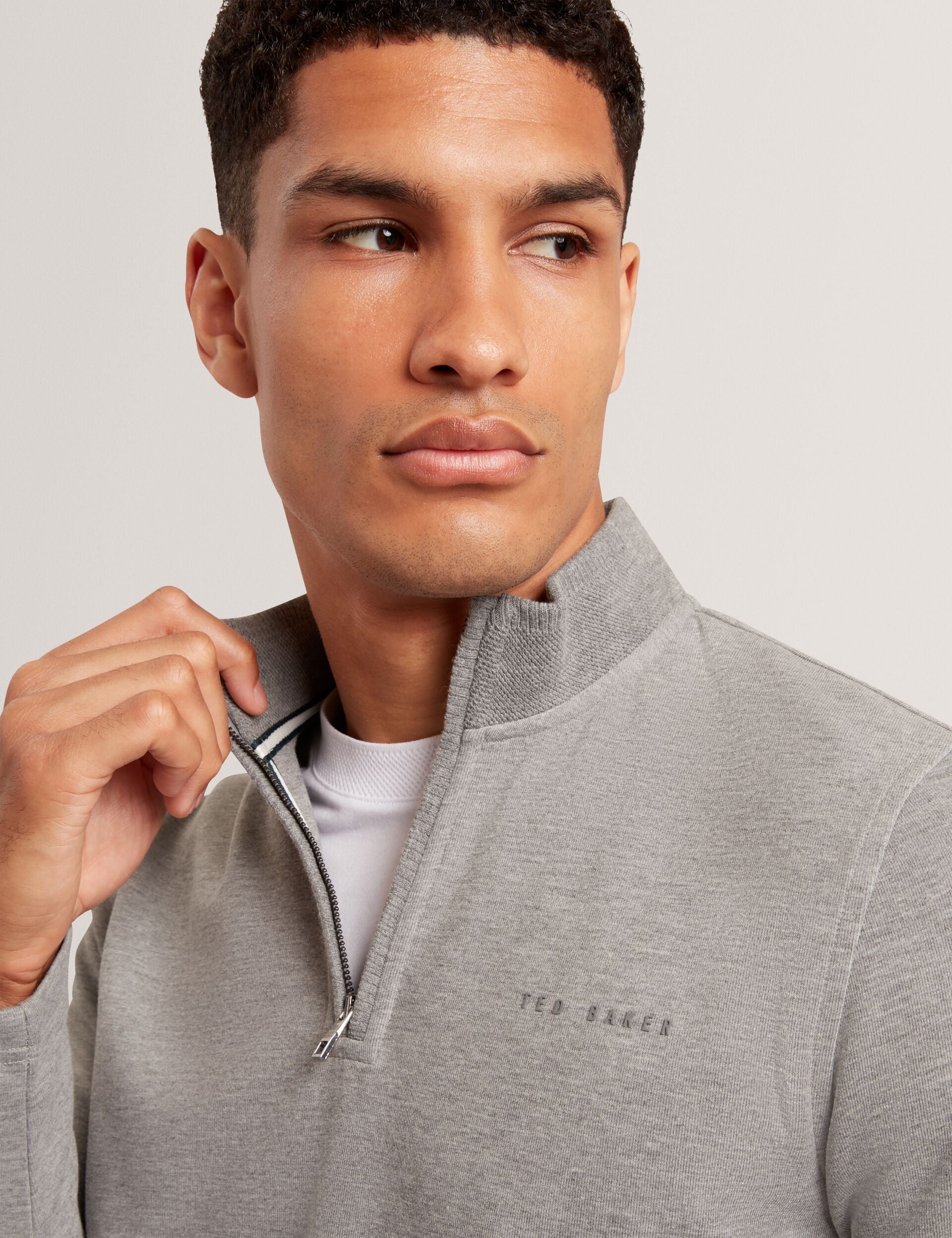 Ted Baker Crabtre Stretch Cotton Zip Neck Sweatshirt