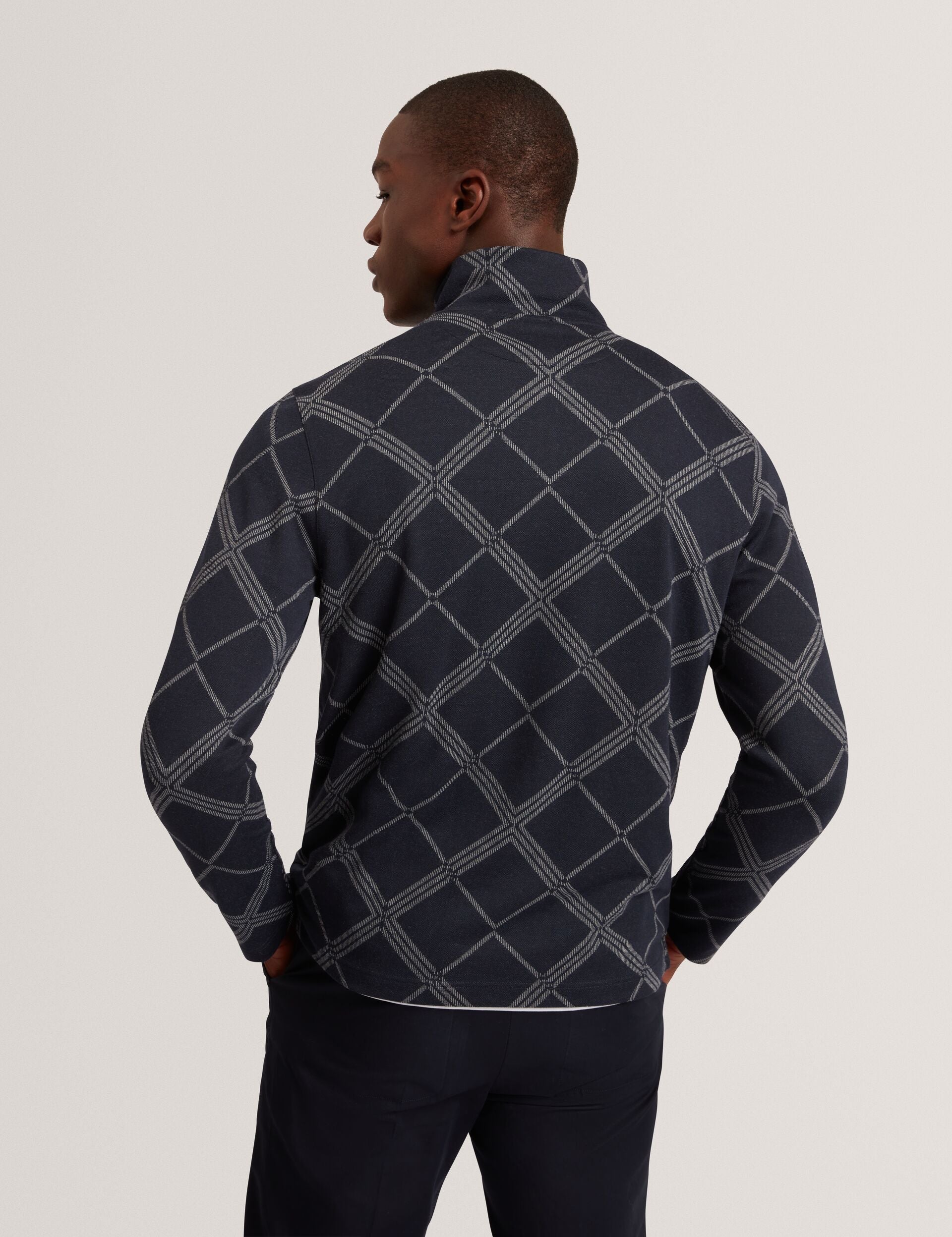 Ted Baker Kafii Argyle Print Jacquard Zip Neck Jumper
