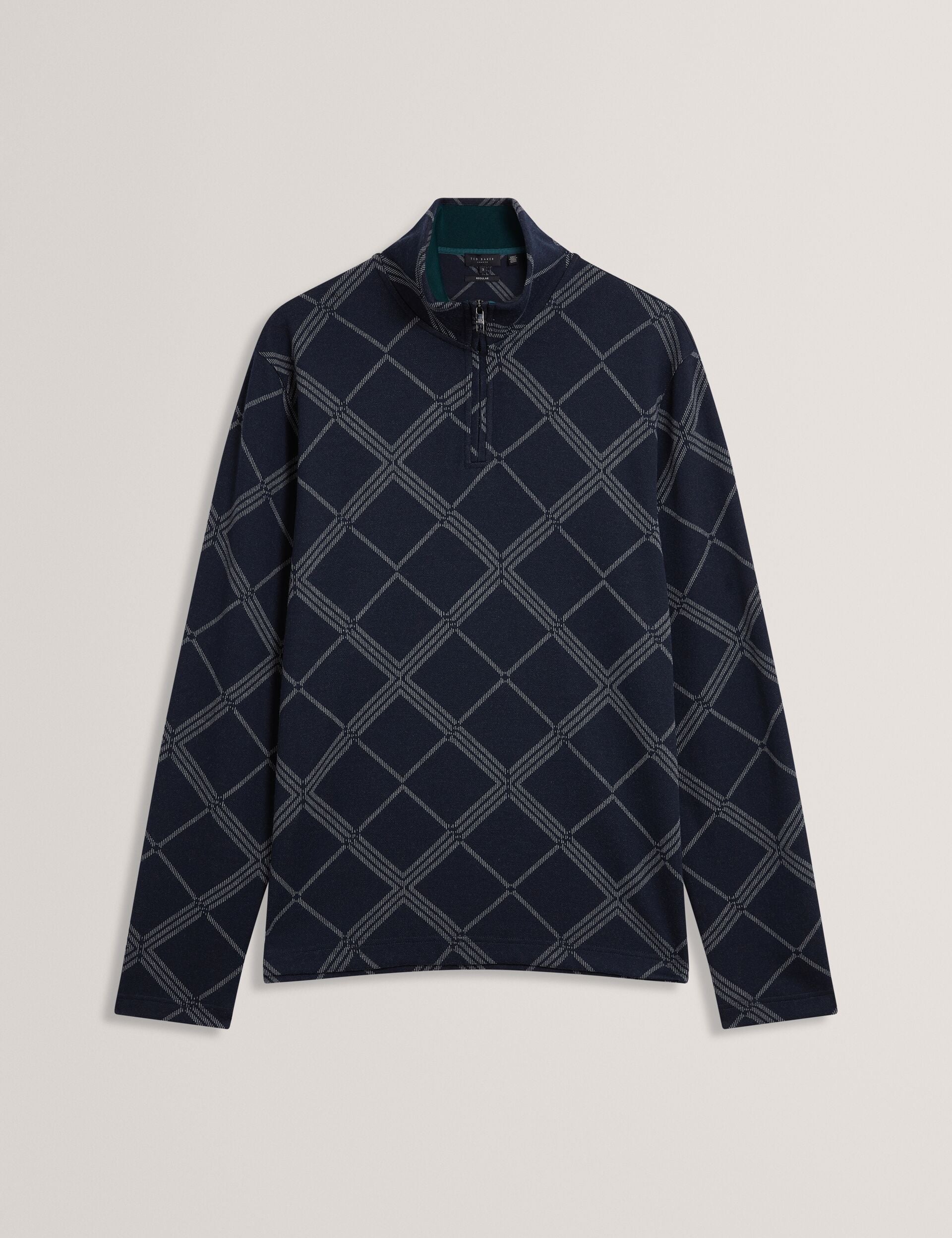Ted Baker Kafii Argyle Print Jacquard Zip Neck Jumper