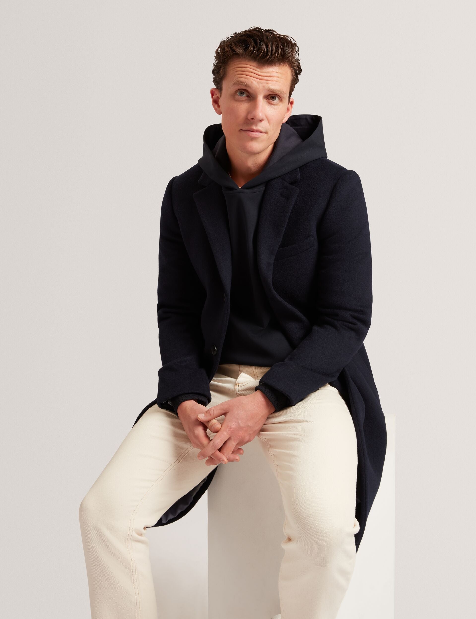 Ted Baker Boids Honeycomb Trim Stretch Cotton Hoodie