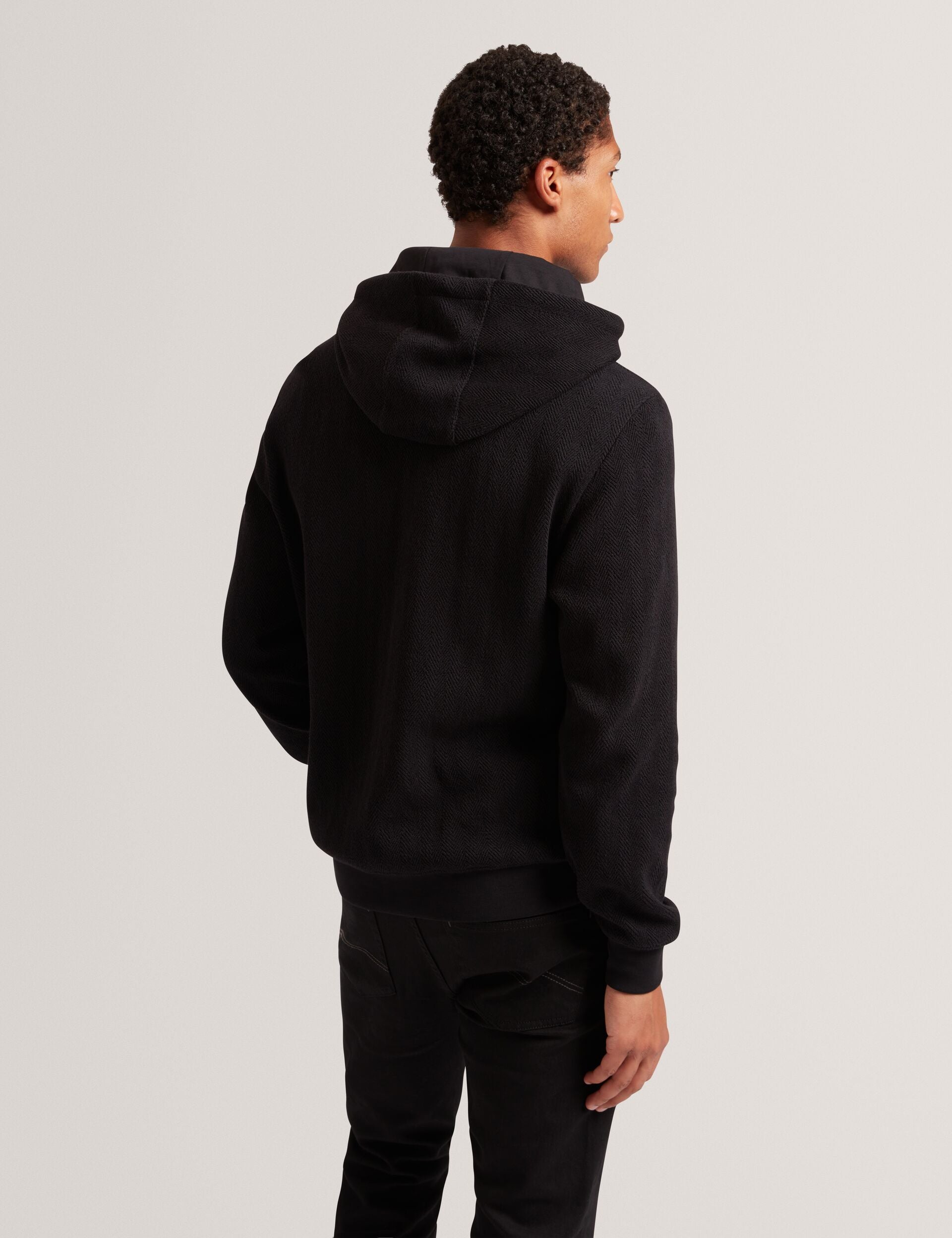Ted Baker Seatle Herringbone Texture Cotton Hoodie
