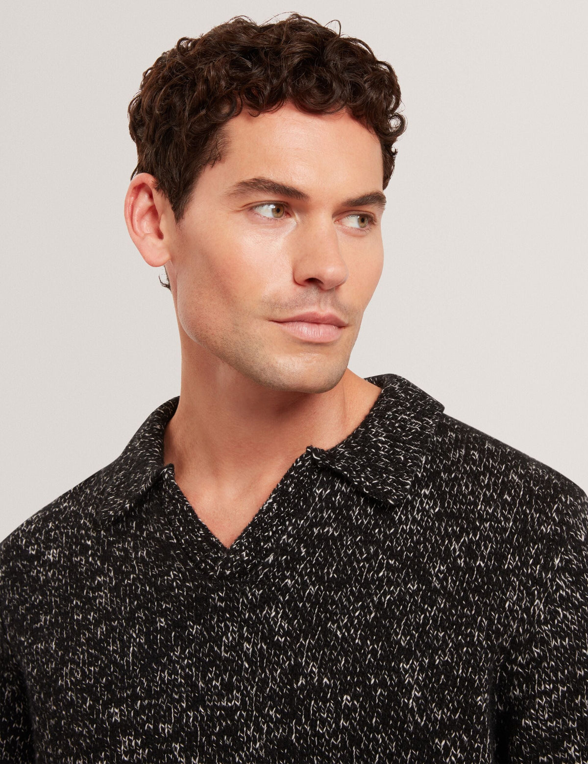 Ted Baker Berreto Melange Knit Long Sleeve Polo Shirt