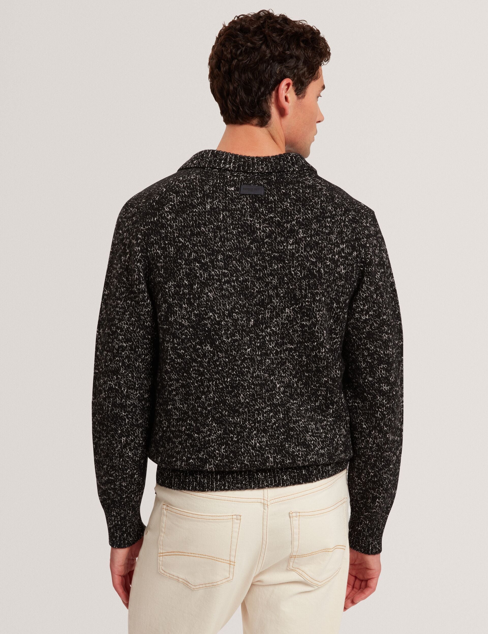 Ted Baker Berreto Melange Knit Long Sleeve Polo Shirt