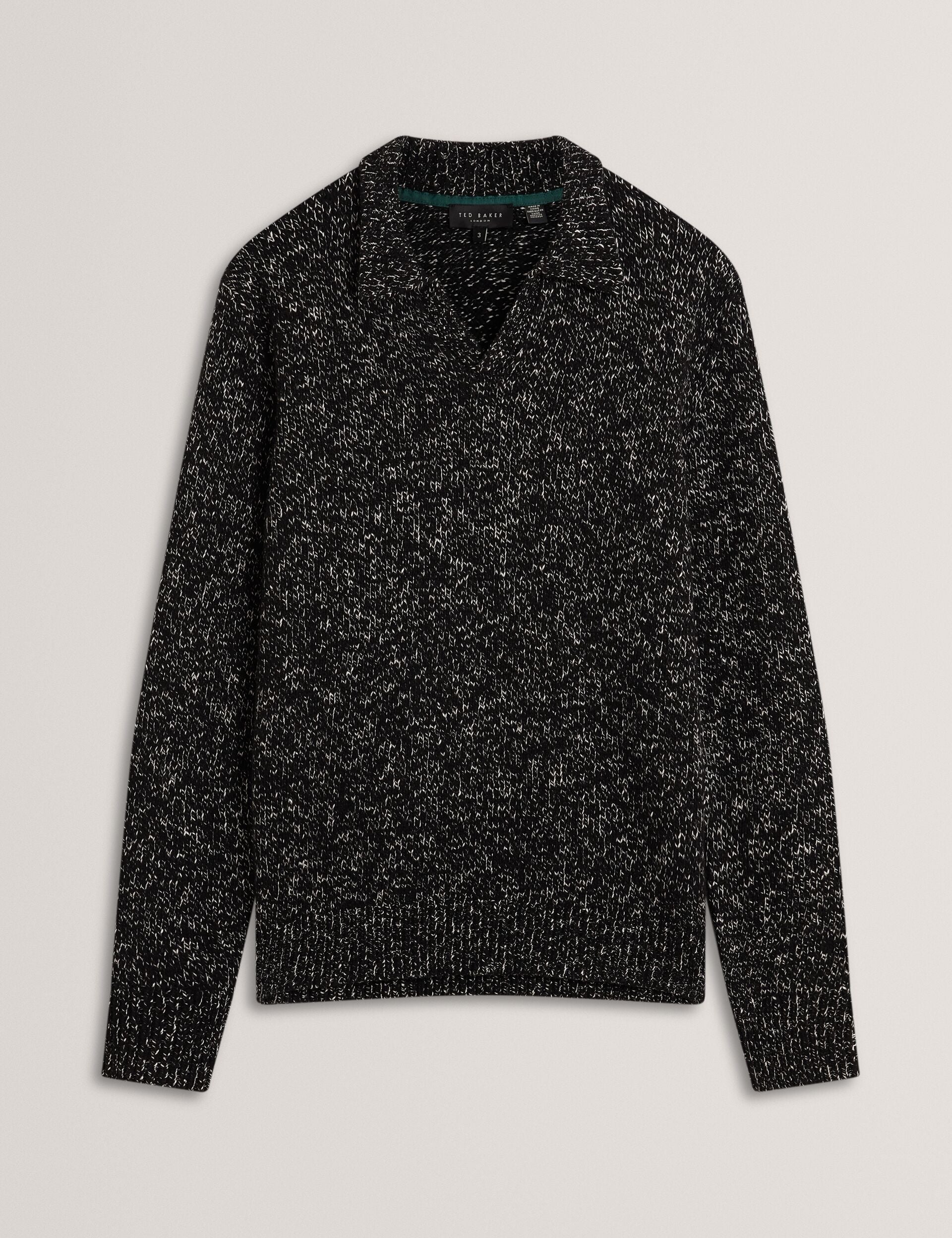 Ted Baker Berreto Melange Knit Long Sleeve Polo Shirt