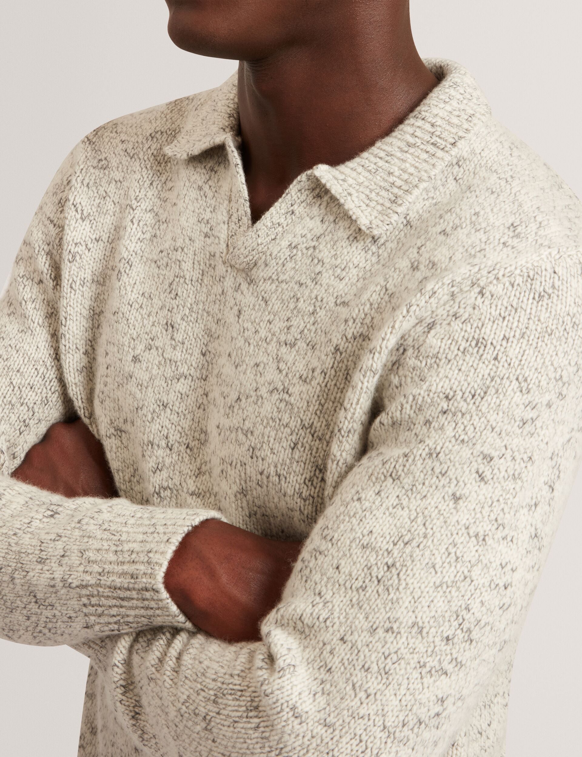 Ted Baker Berreto Melange Knit Long Sleeve Polo Shirt