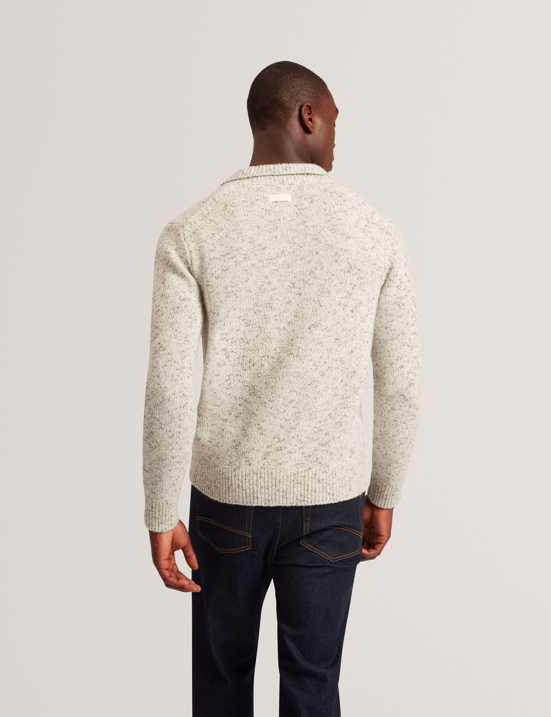 Ted Baker Berreto Melange Knit Long Sleeve Polo Shirt