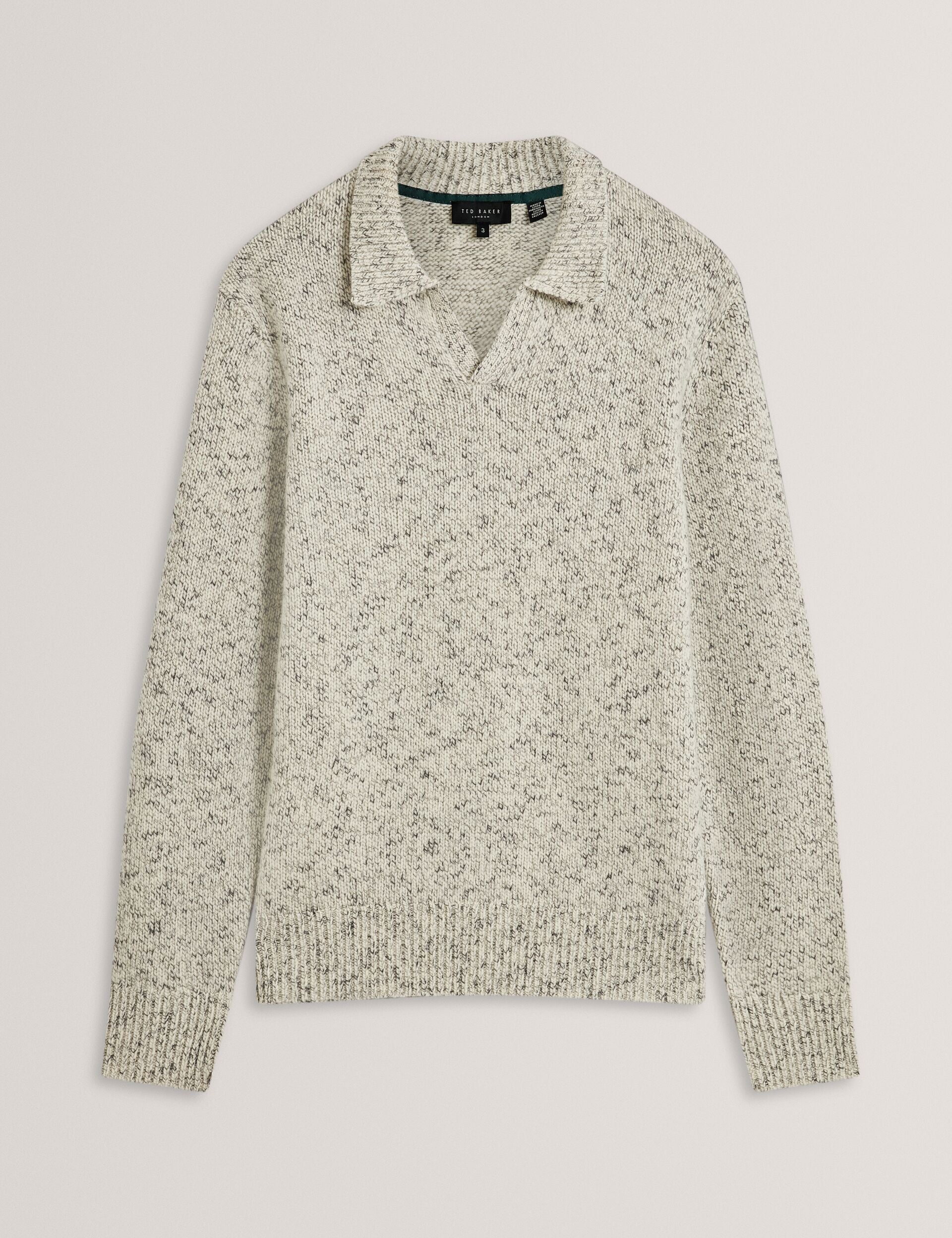 Ted Baker Berreto Melange Knit Long Sleeve Polo Shirt