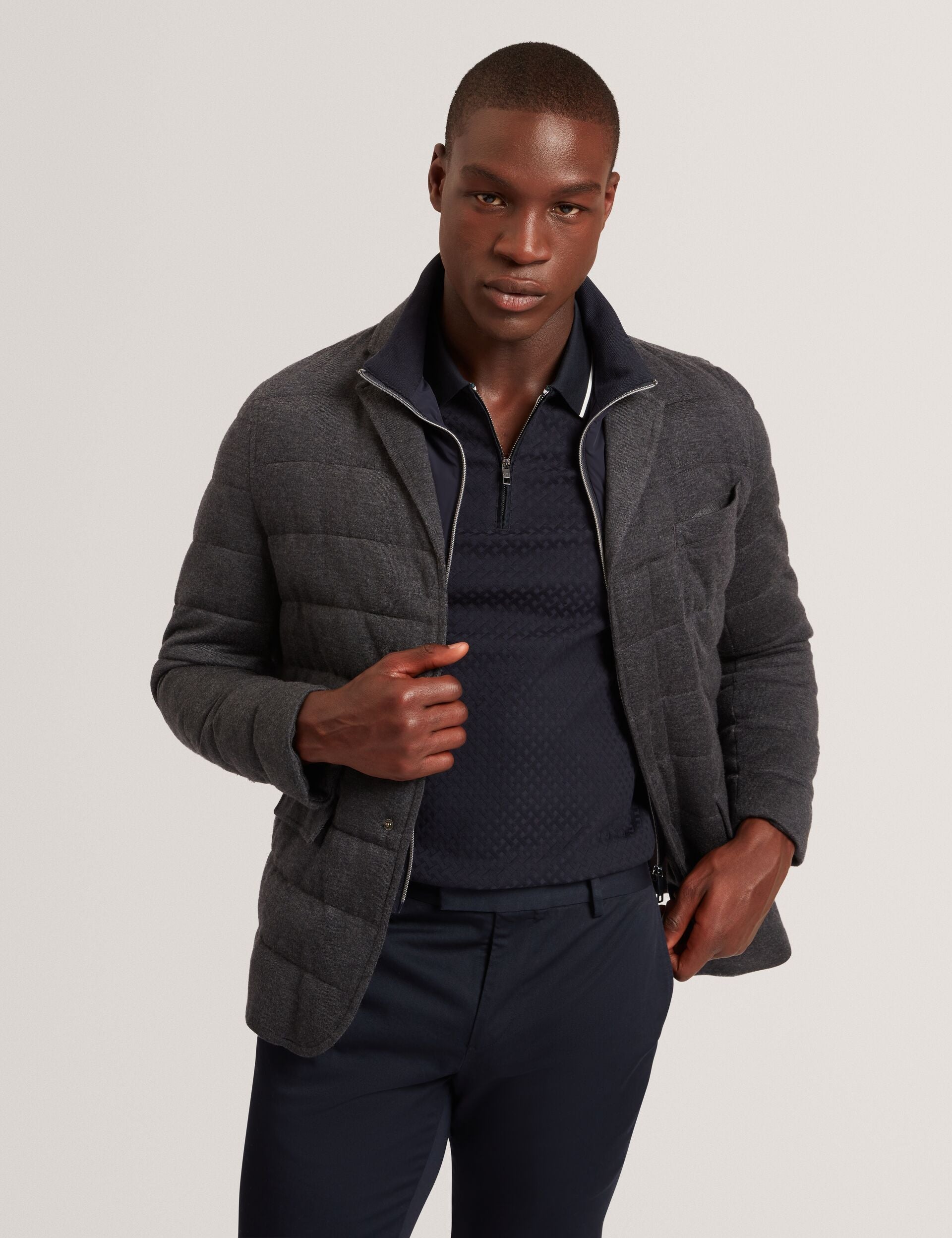 Ted Baker Gerome Quilted Blazer With High Neck Liner
