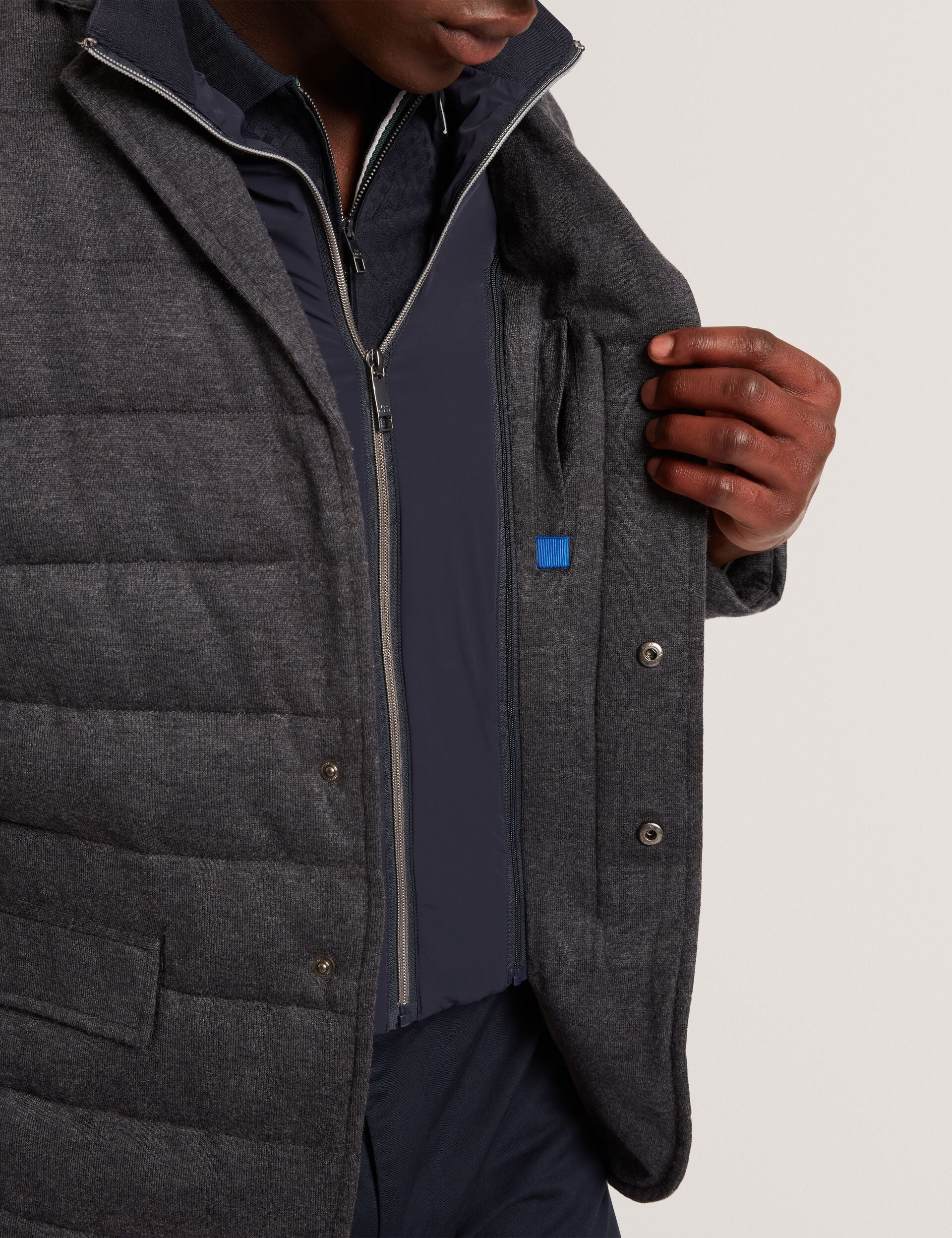 Ted Baker Gerome Quilted Blazer With High Neck Liner