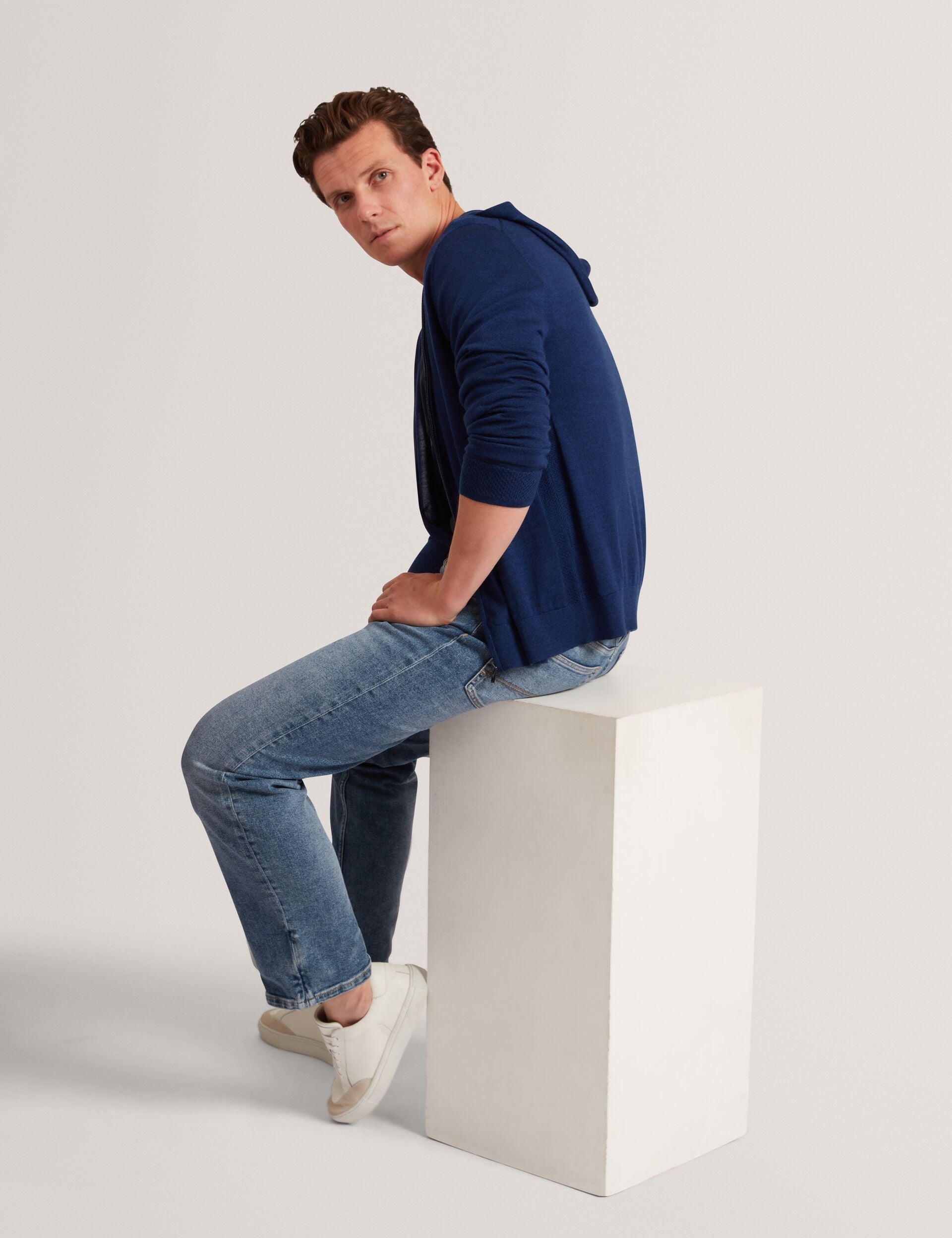 Ted Baker Tarence Merino Wool Knit Zipup Hoodie