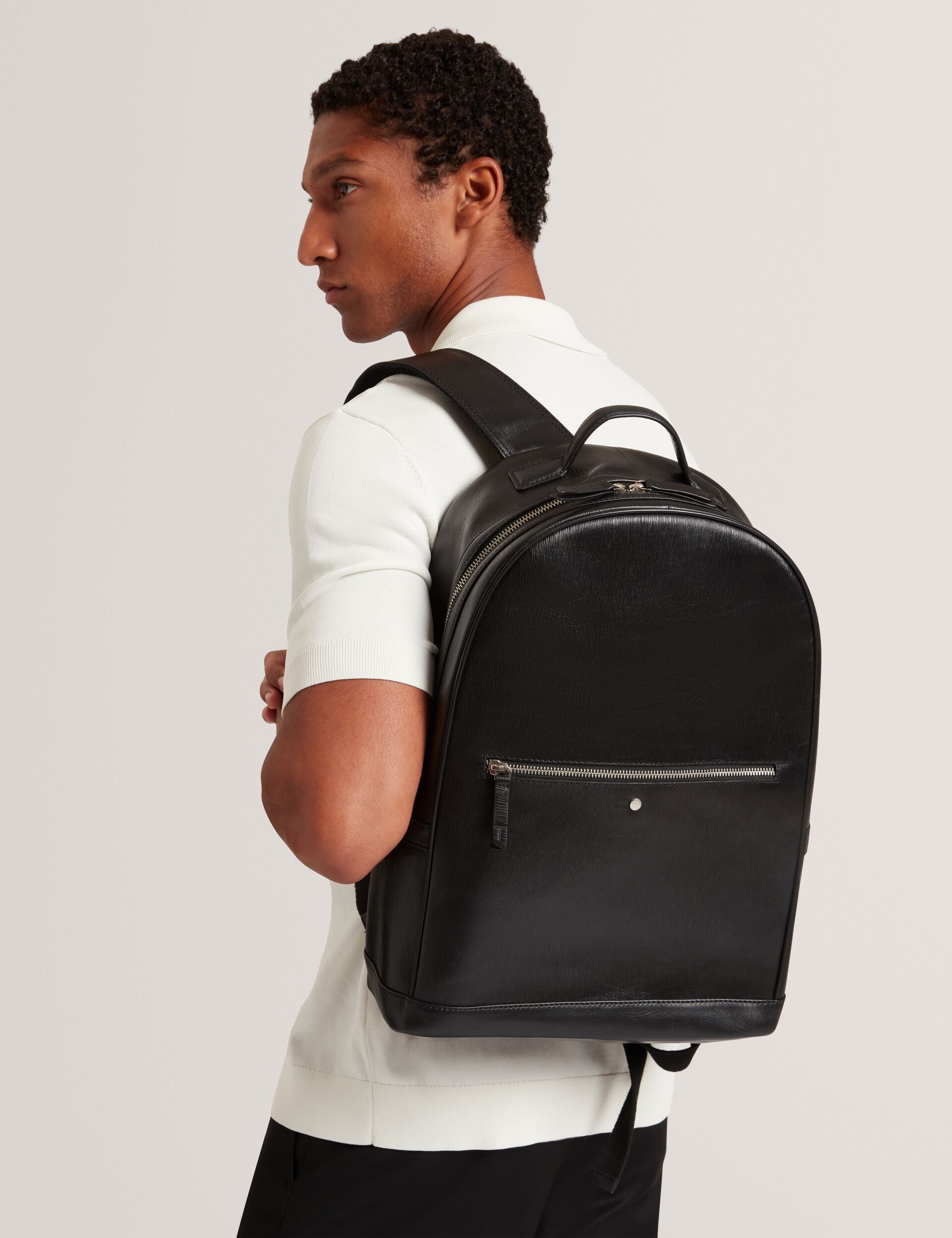 Ted Baker Bailor Bark Grained Leather Large Backpack