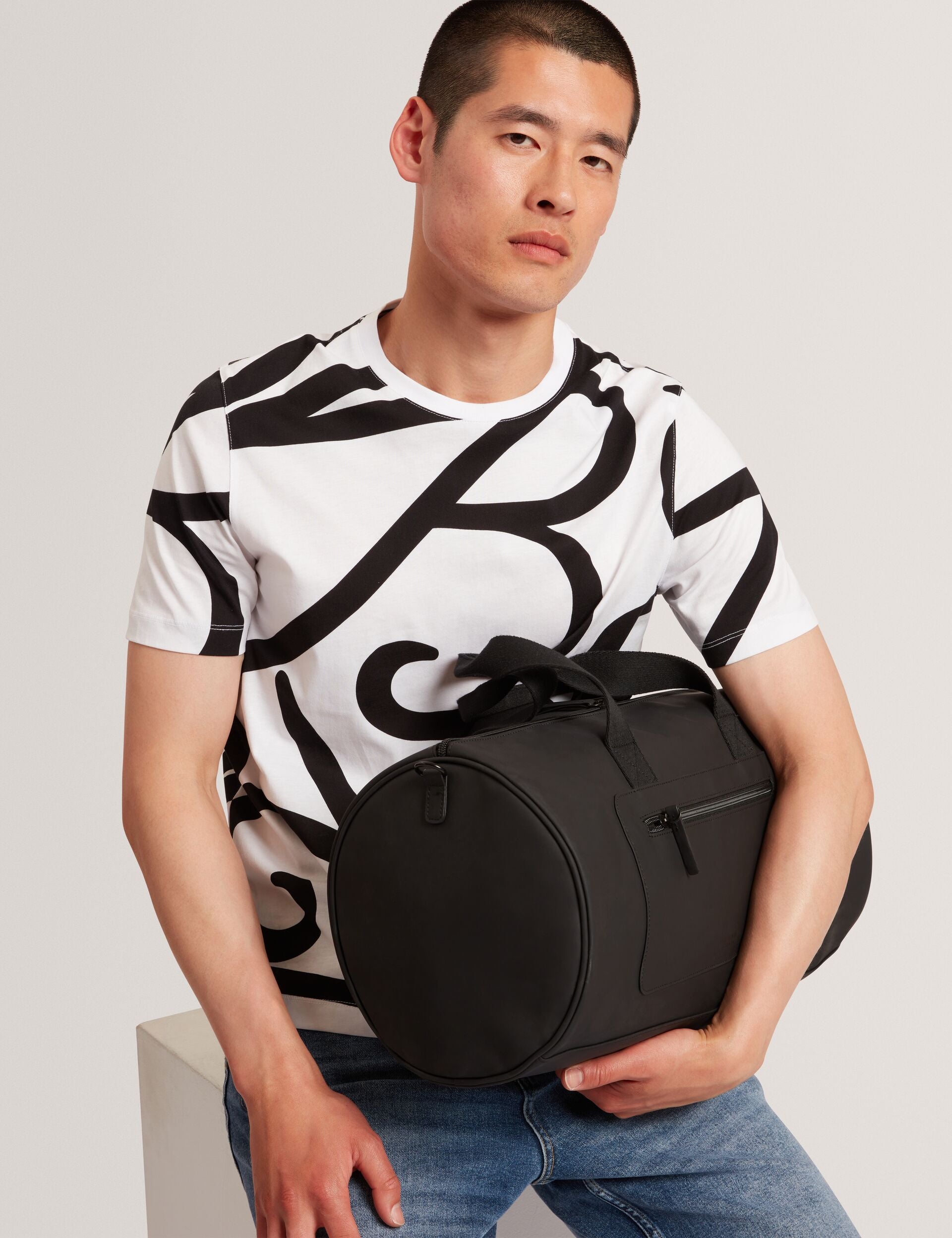 Ted Baker Ryland Rubberised Pu Barrel Holdall Bag