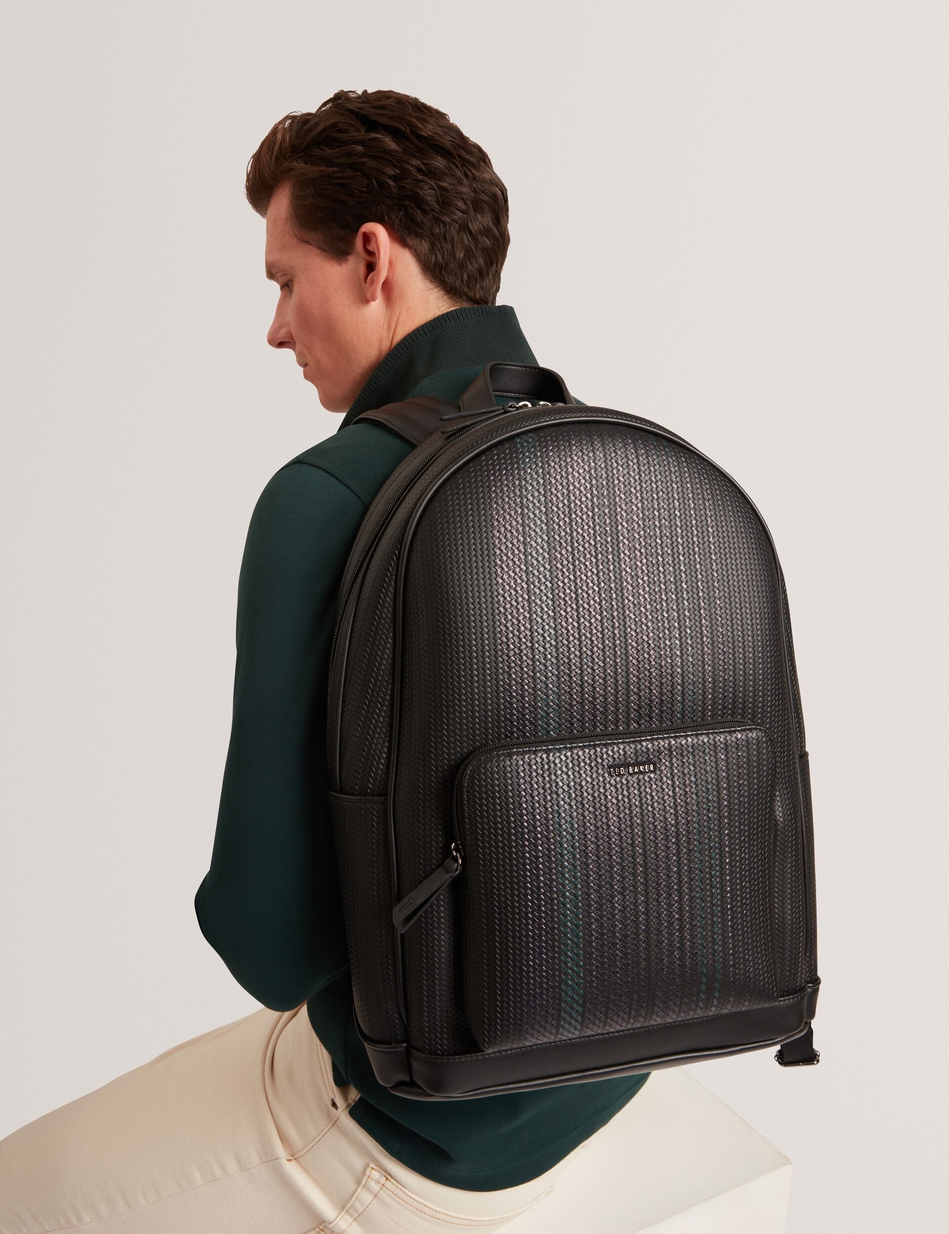 Ted Baker Waliis Striped Woven Texture Pu Backpack
