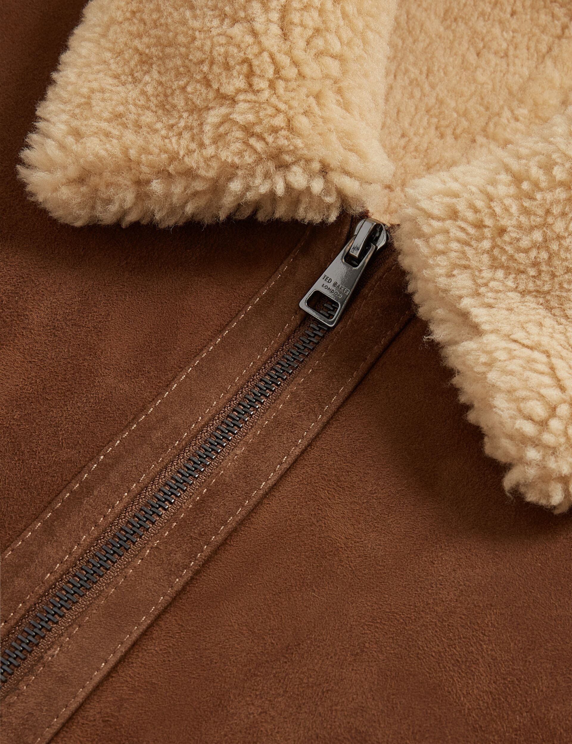 Ted Baker Wald Shearling Leather Aviator Jacket