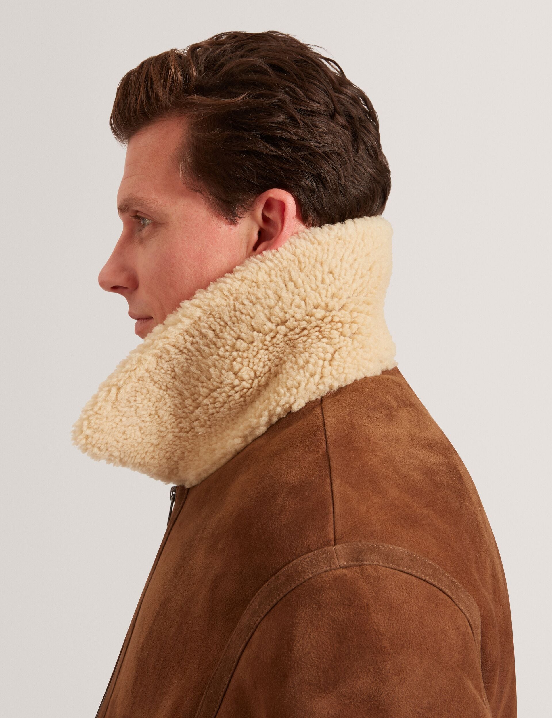Ted Baker Wald Shearling Leather Aviator Jacket