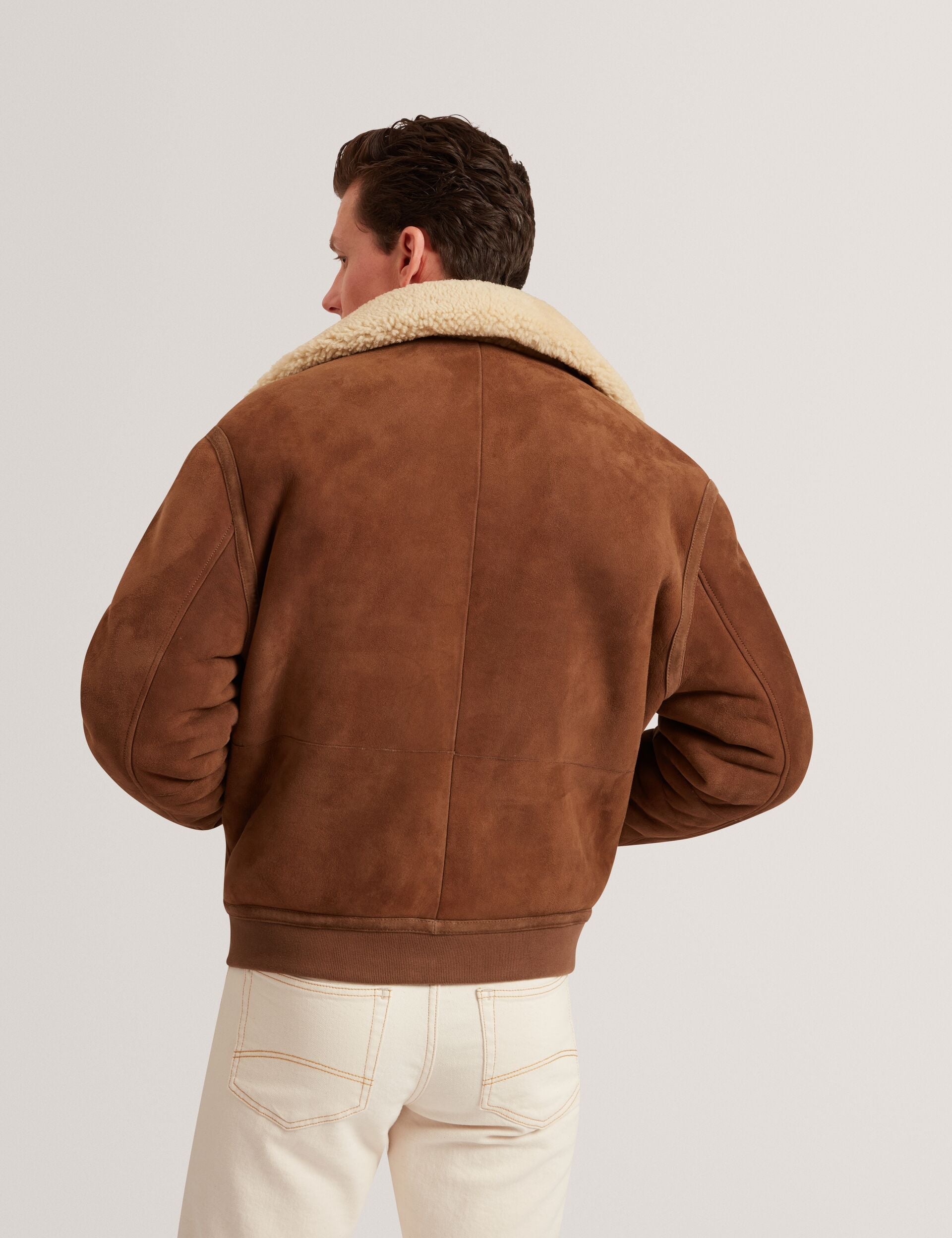 Ted Baker Wald Shearling Leather Aviator Jacket