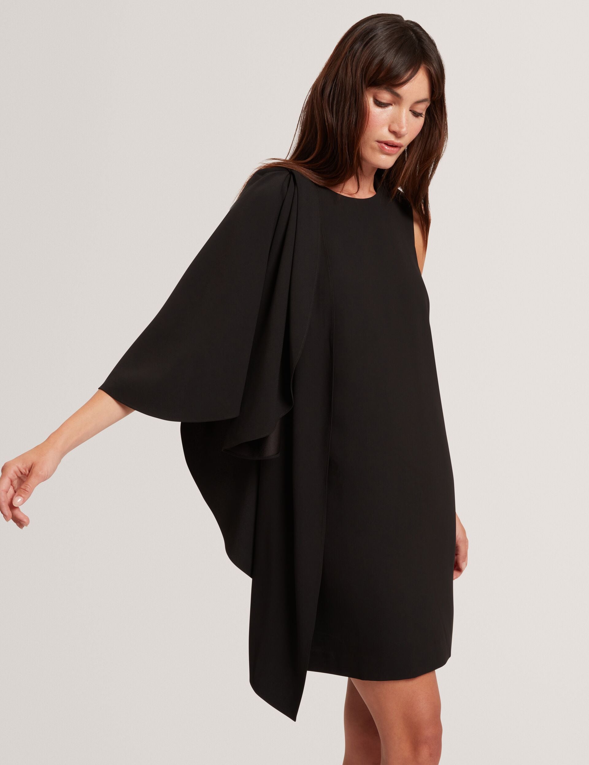 Ted Baker Black Waterfall Drape Sleeve Mini Dress Women's
