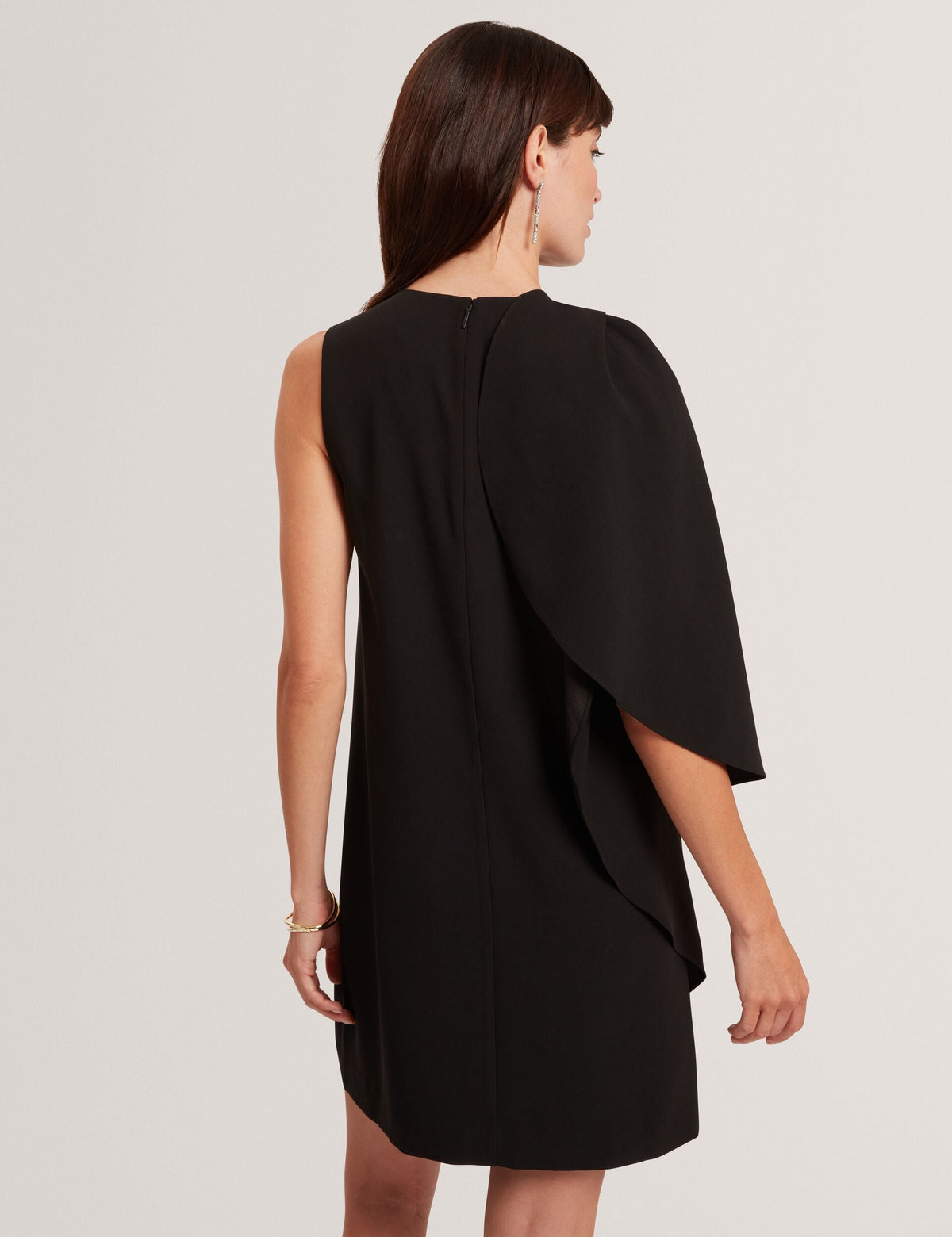 Ted Baker Black Waterfall Drape Sleeve Mini Dress Women's