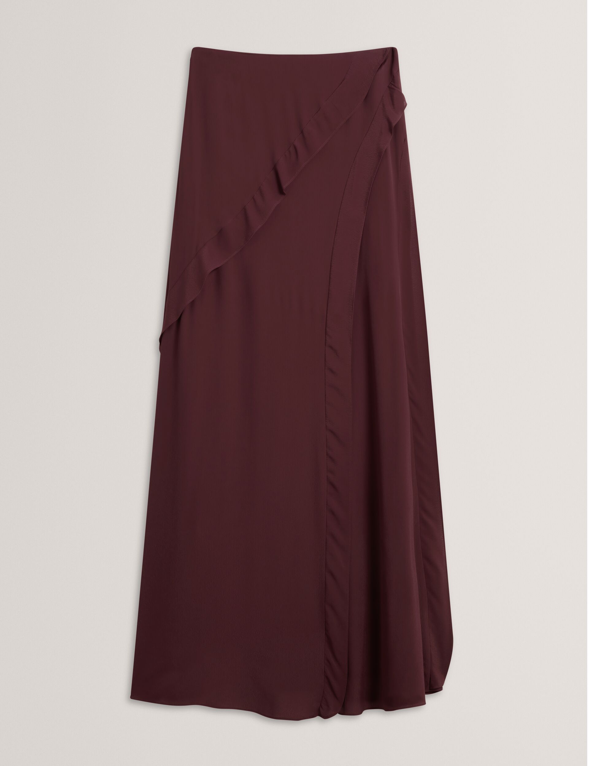 Ted Baker Oxblood Frill Trim Split Front Crepe Maxi Skirt Women's