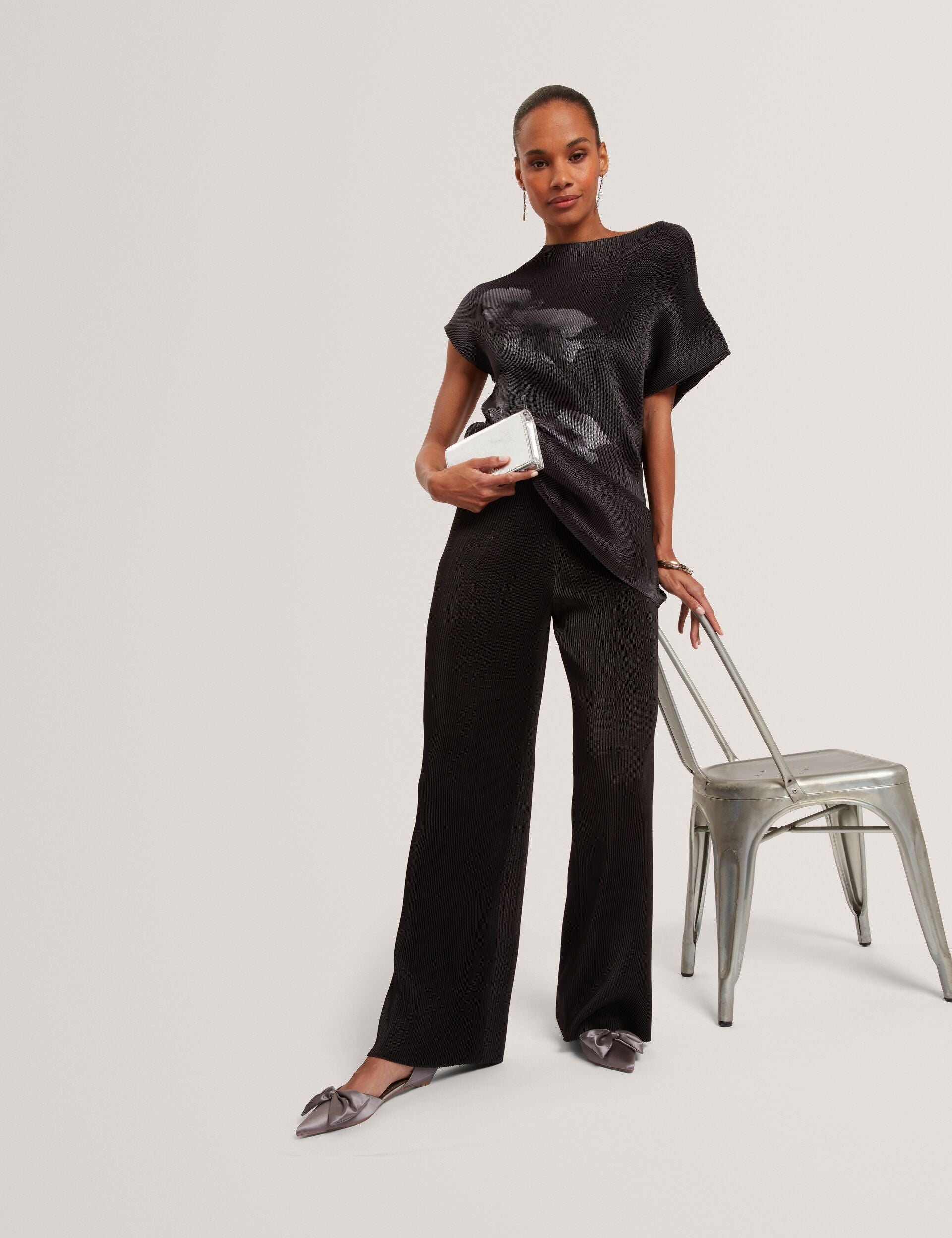 Ted Baker Narela Plisse Pullon Wide Leg Trousers Women's