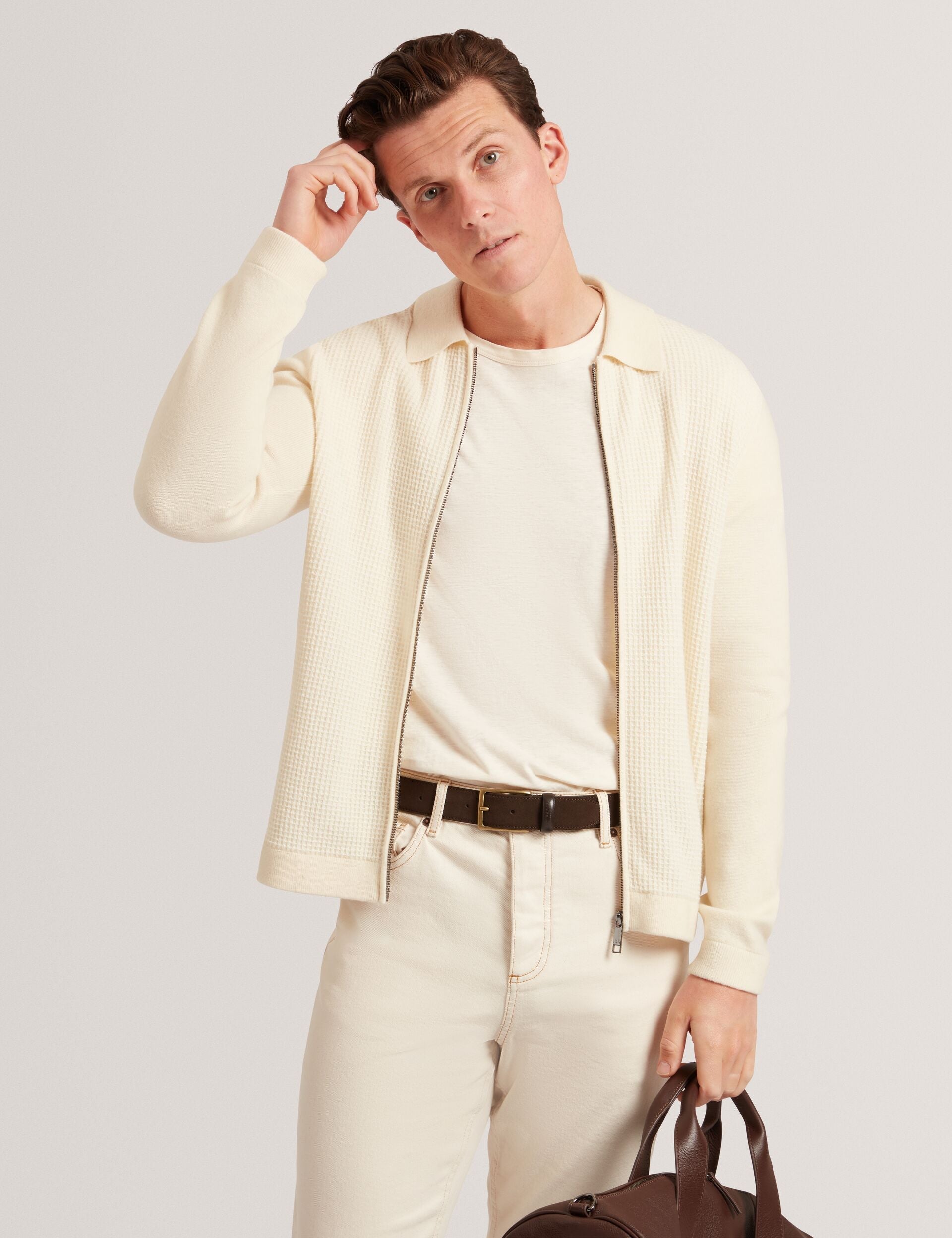 Ted Baker Fenrys Waffle Knit Zipthrough Jumper