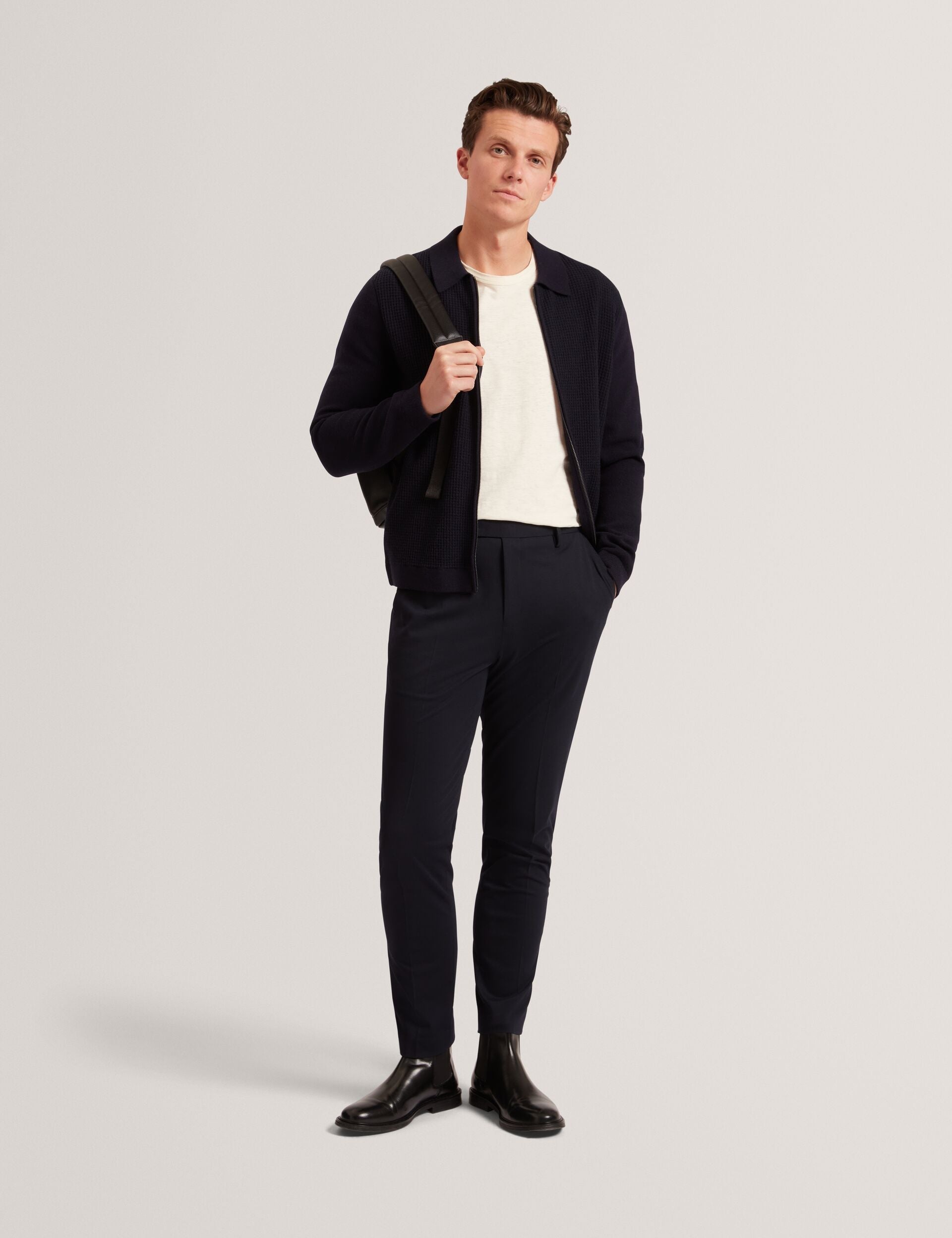 Ted Baker Fenrys Waffle Knit Zipthrough Jumper