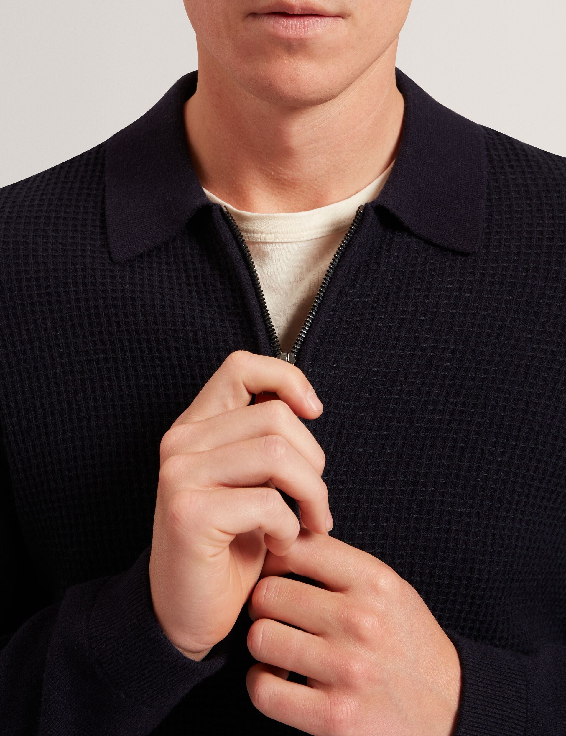 Ted Baker Fenrys Waffle Knit Zipthrough Jumper