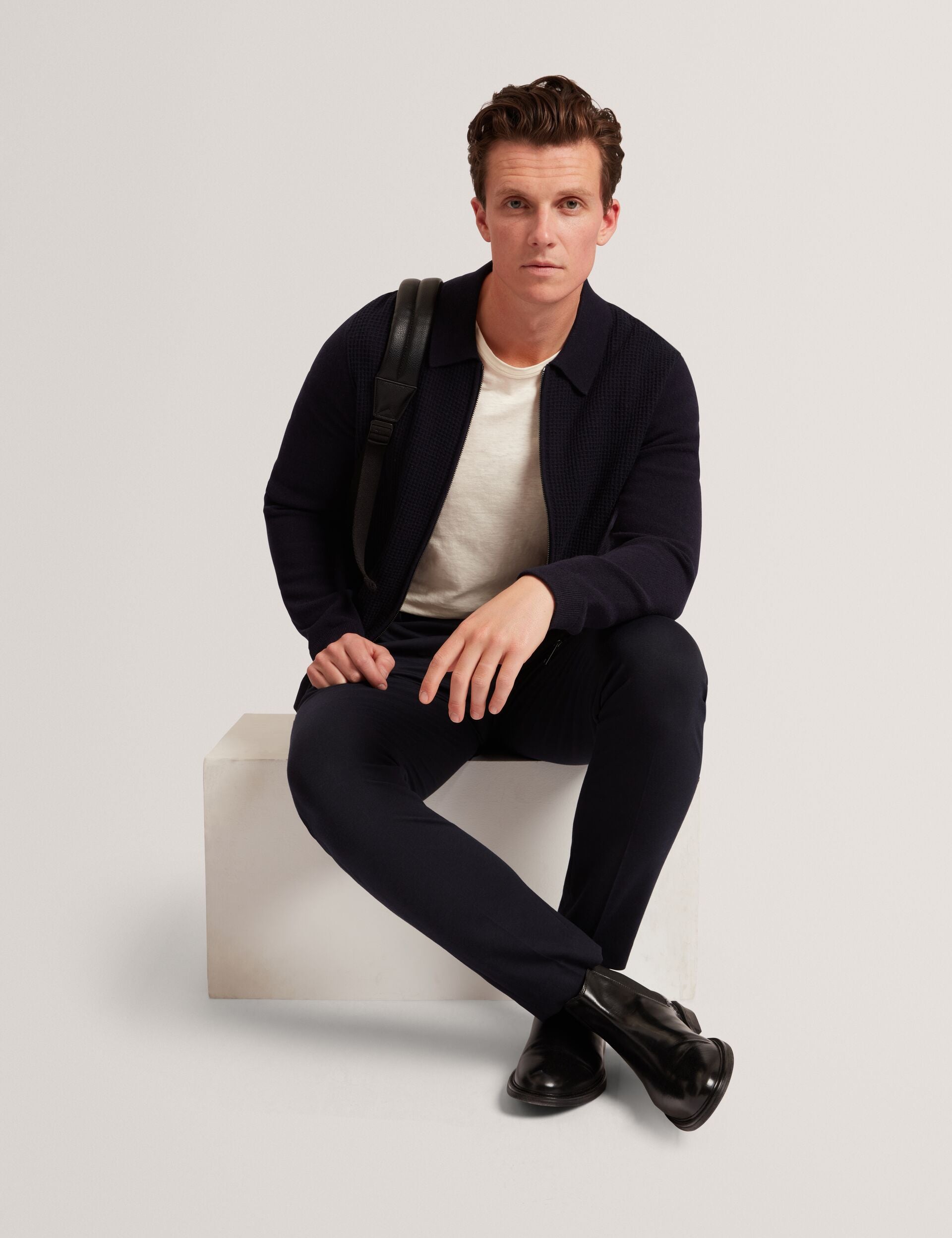 Ted Baker Fenrys Waffle Knit Zipthrough Jumper