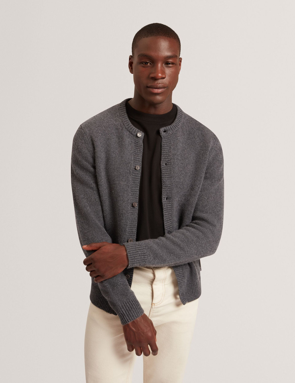 Ted Baker Helion Wool Knit Crew Neck Cardigan