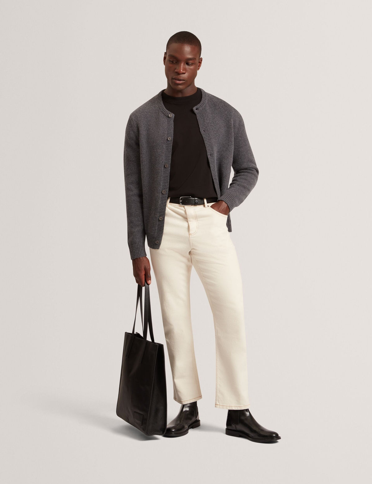 Ted Baker Helion Wool Knit Crew Neck Cardigan