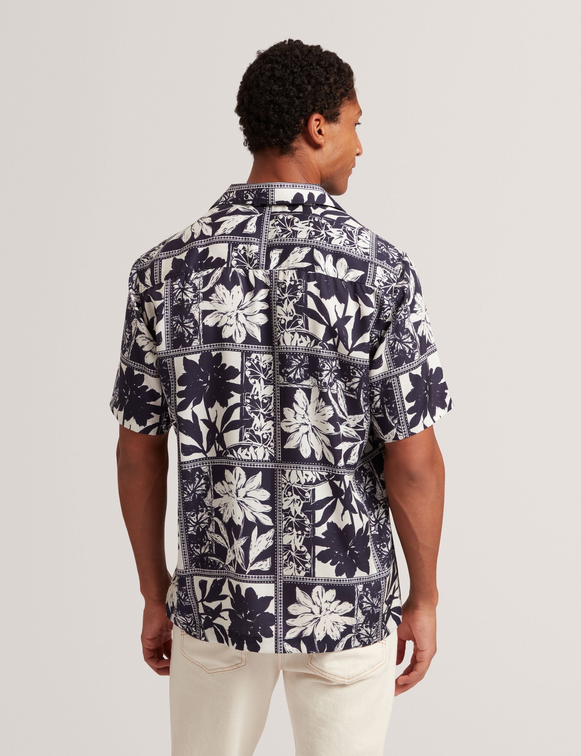 Ted Baker Radomie Botanical Print Cuban Collar Shirt