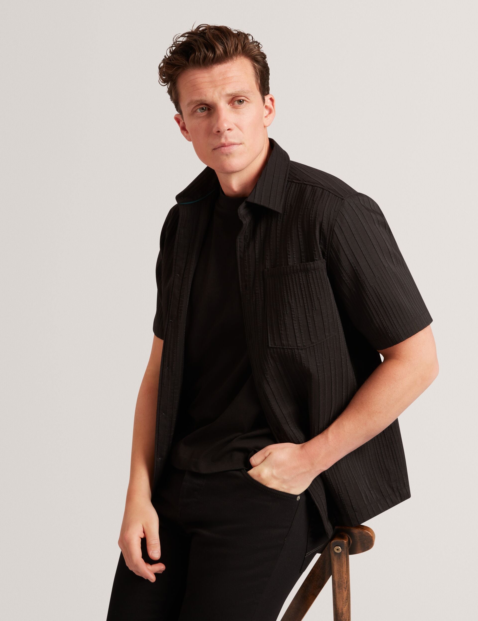 Ted Baker Bandile Relaxed Fit Textured Stripe Shirt
