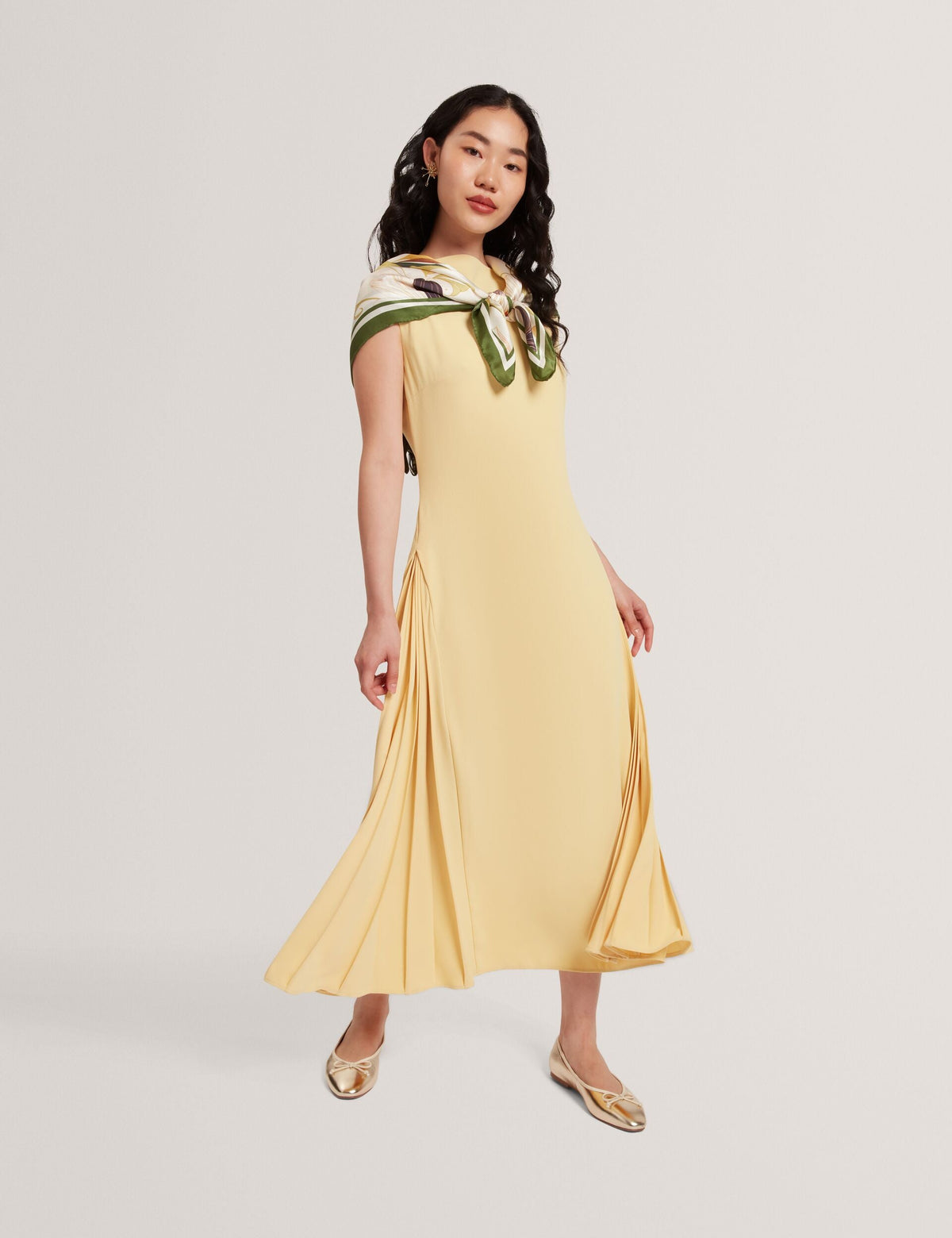 Ted Baker Dahrcy Pleat Detail Sleeveless Column Midi Dress Women's