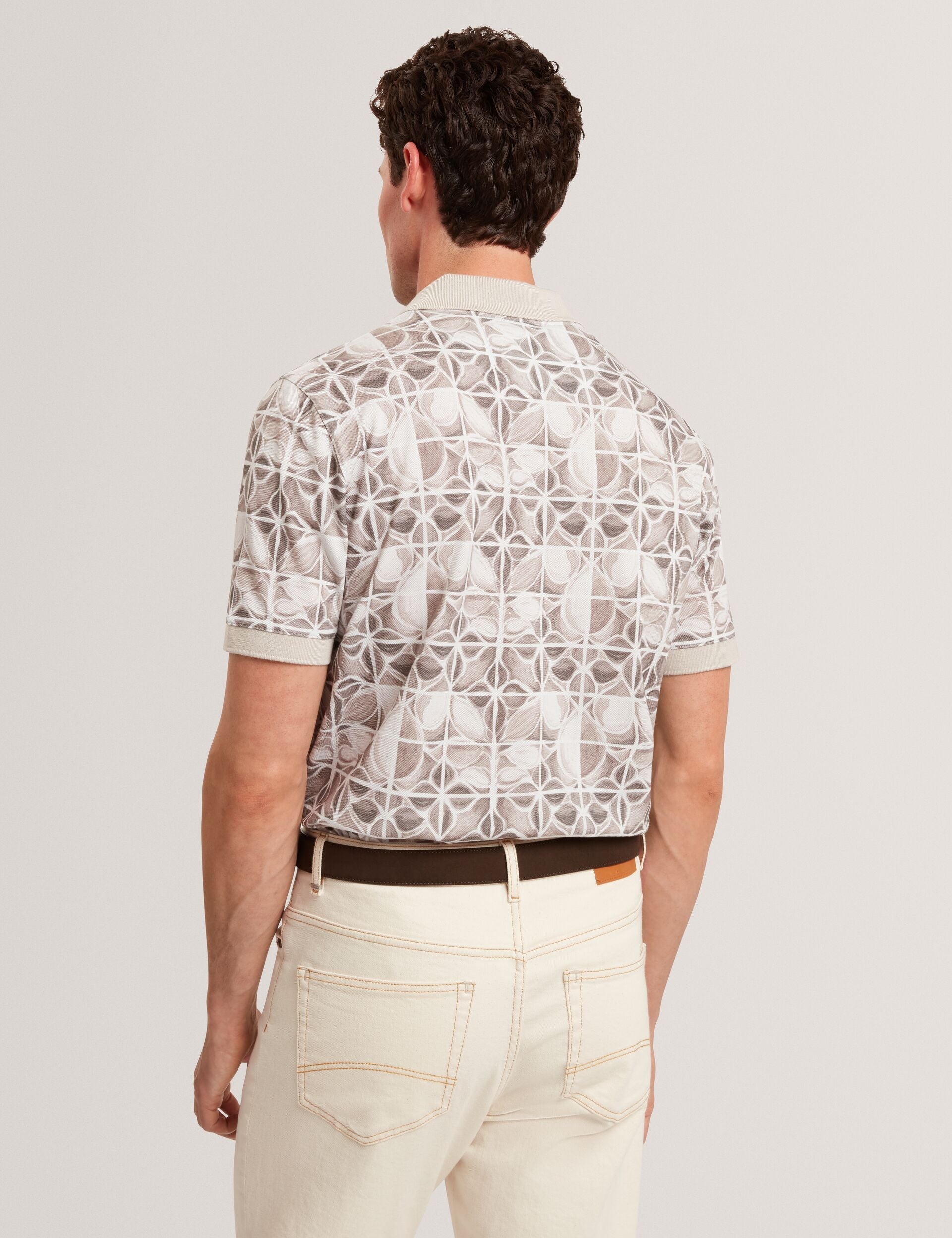 Ted Baker Ericke Stained Glass Print Pique Polo Shirt