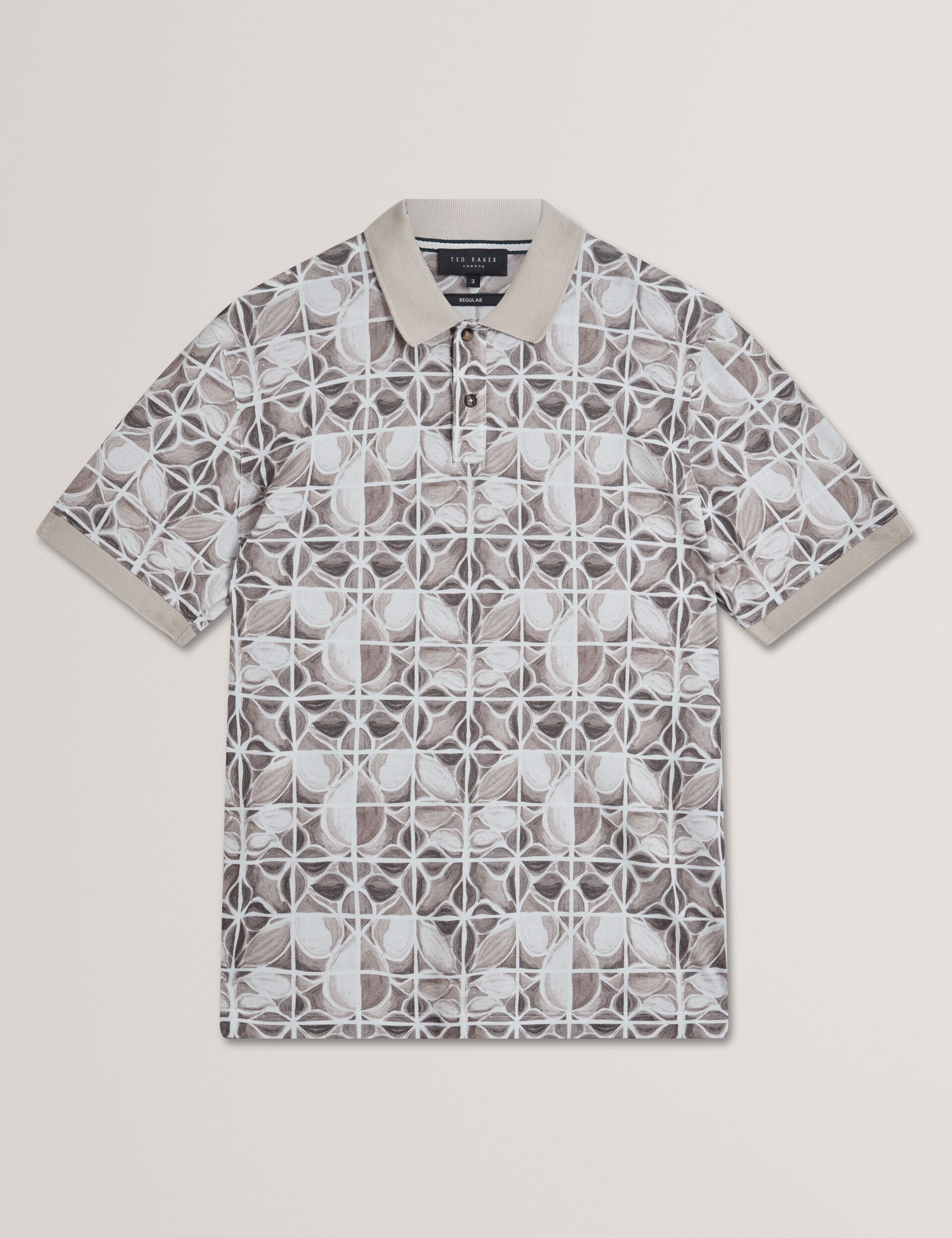 Ted Baker Ericke Stained Glass Print Pique Polo Shirt