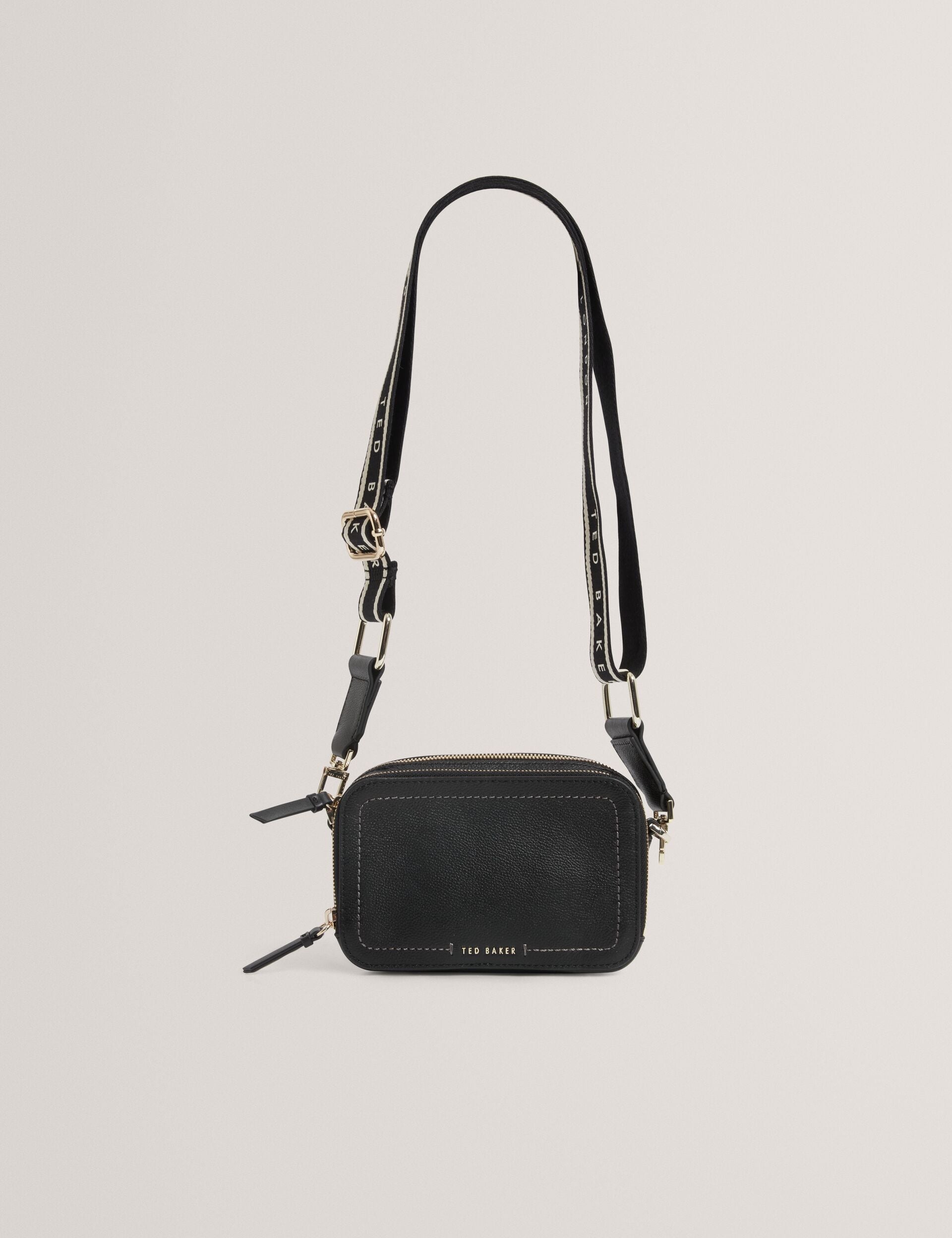 Ted Baker Linzie Small Leather Webbing Crossbody Camera Bag In Black Women's