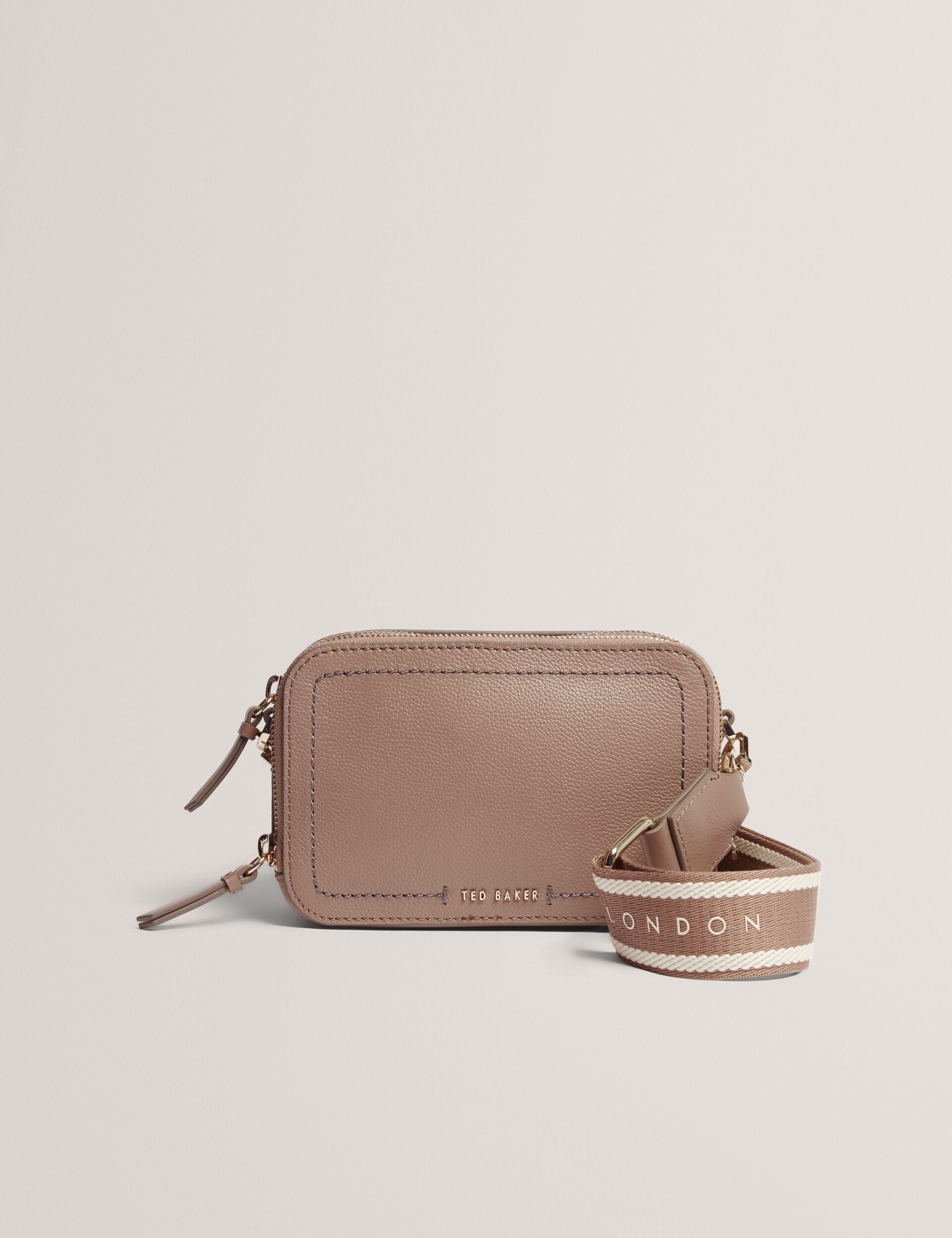 Ted Baker Linzie Small Leather Webbing Crossbody Camera Bag In Taupe Women's