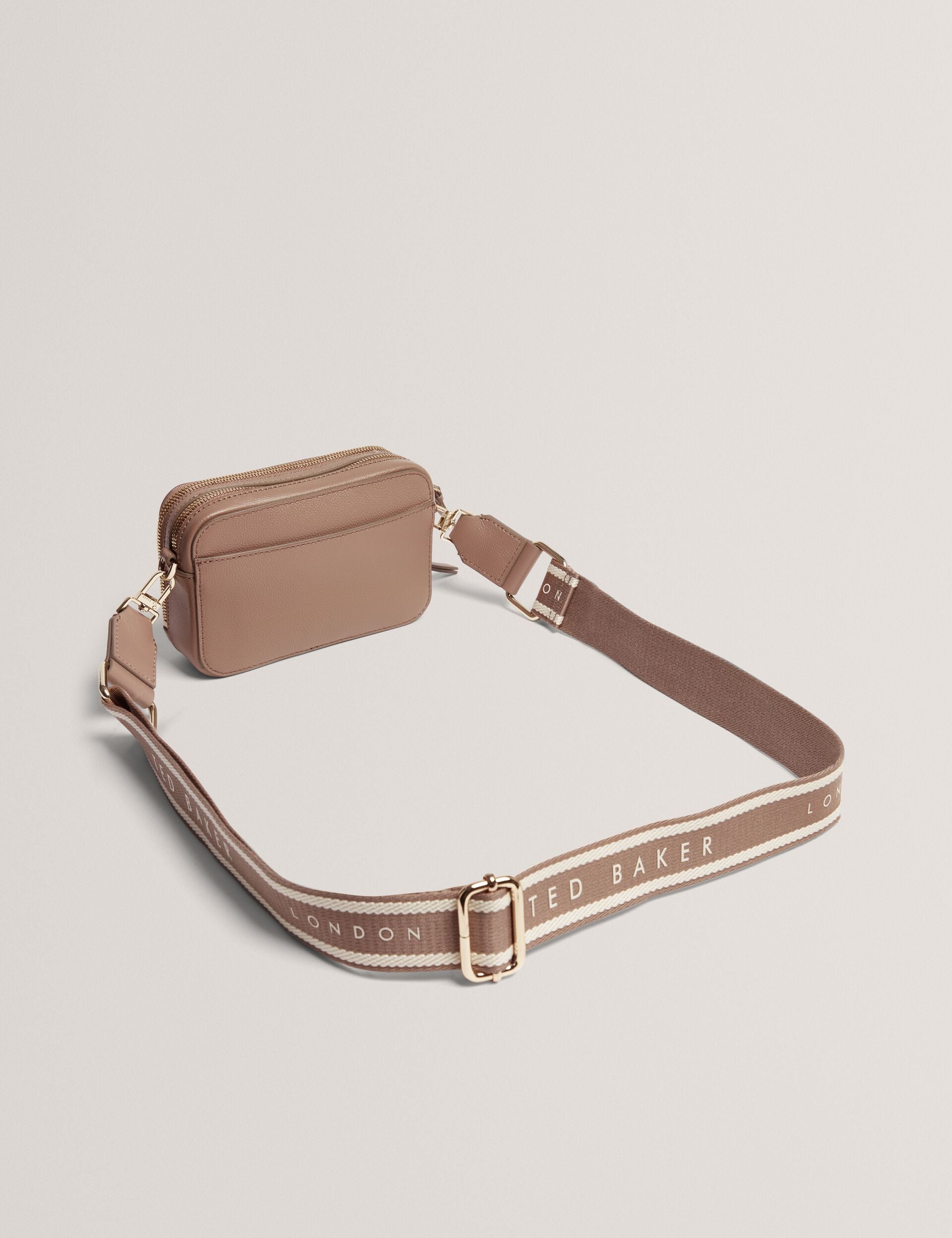 Ted Baker Linzie Small Leather Webbing Crossbody Camera Bag In Taupe Women's