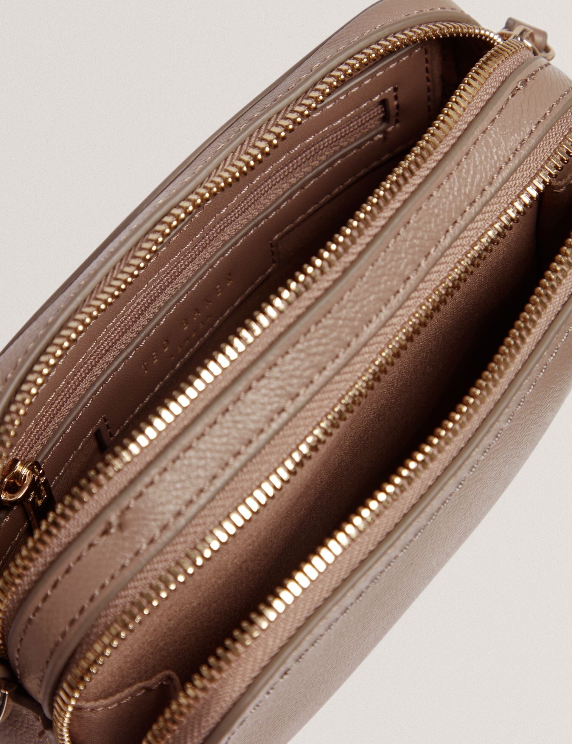 Ted Baker Linzie Small Leather Webbing Crossbody Camera Bag In Taupe Women's