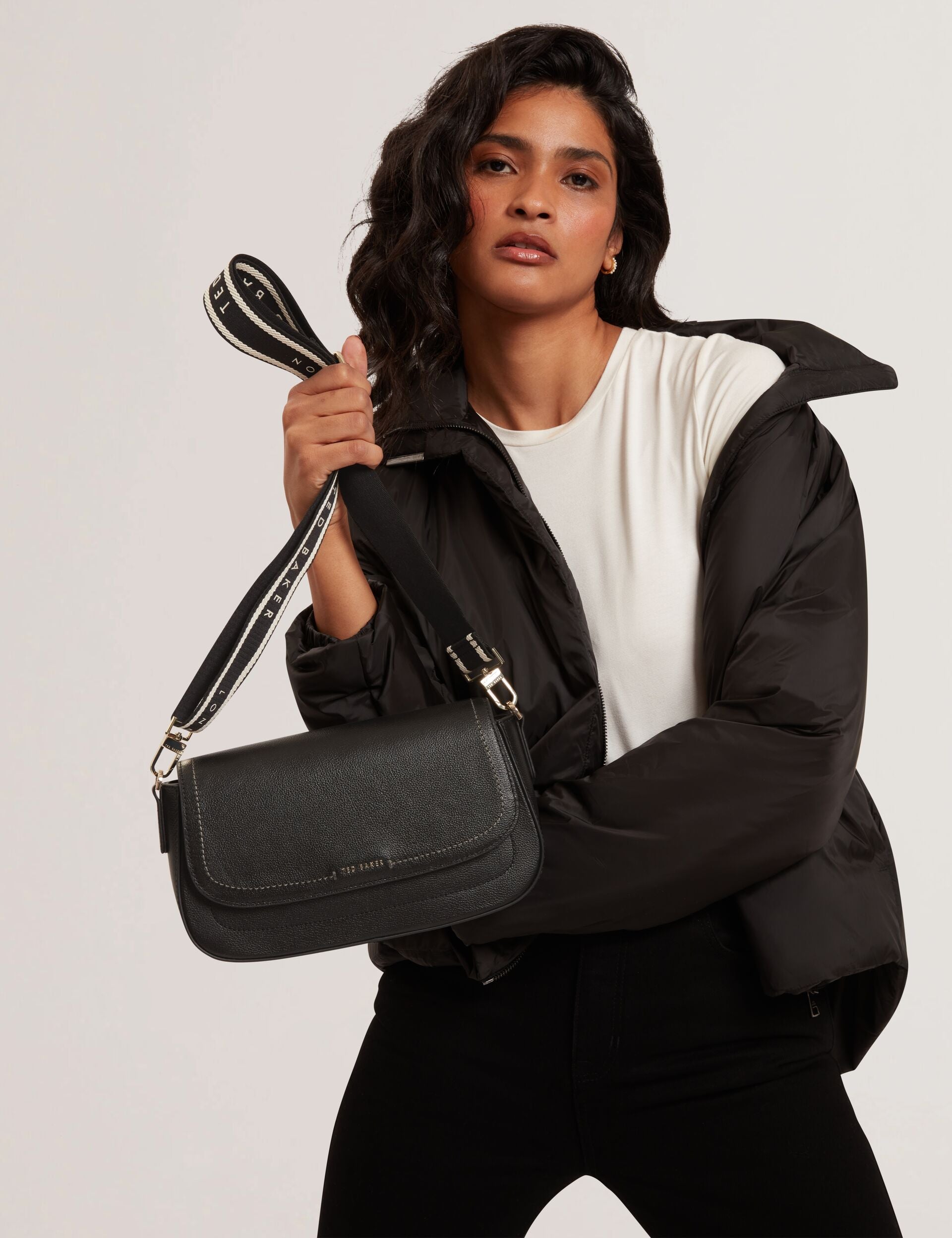 Ted Baker Louiize Webbing Leather Baguette Crossbody Bag Women's