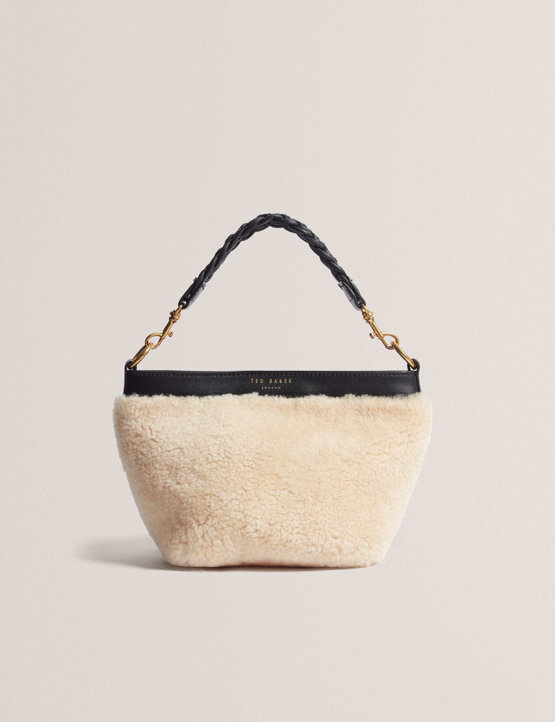 Ted Baker Sherbaa Shearling Plaited Handle Small Bucket Bag Women's