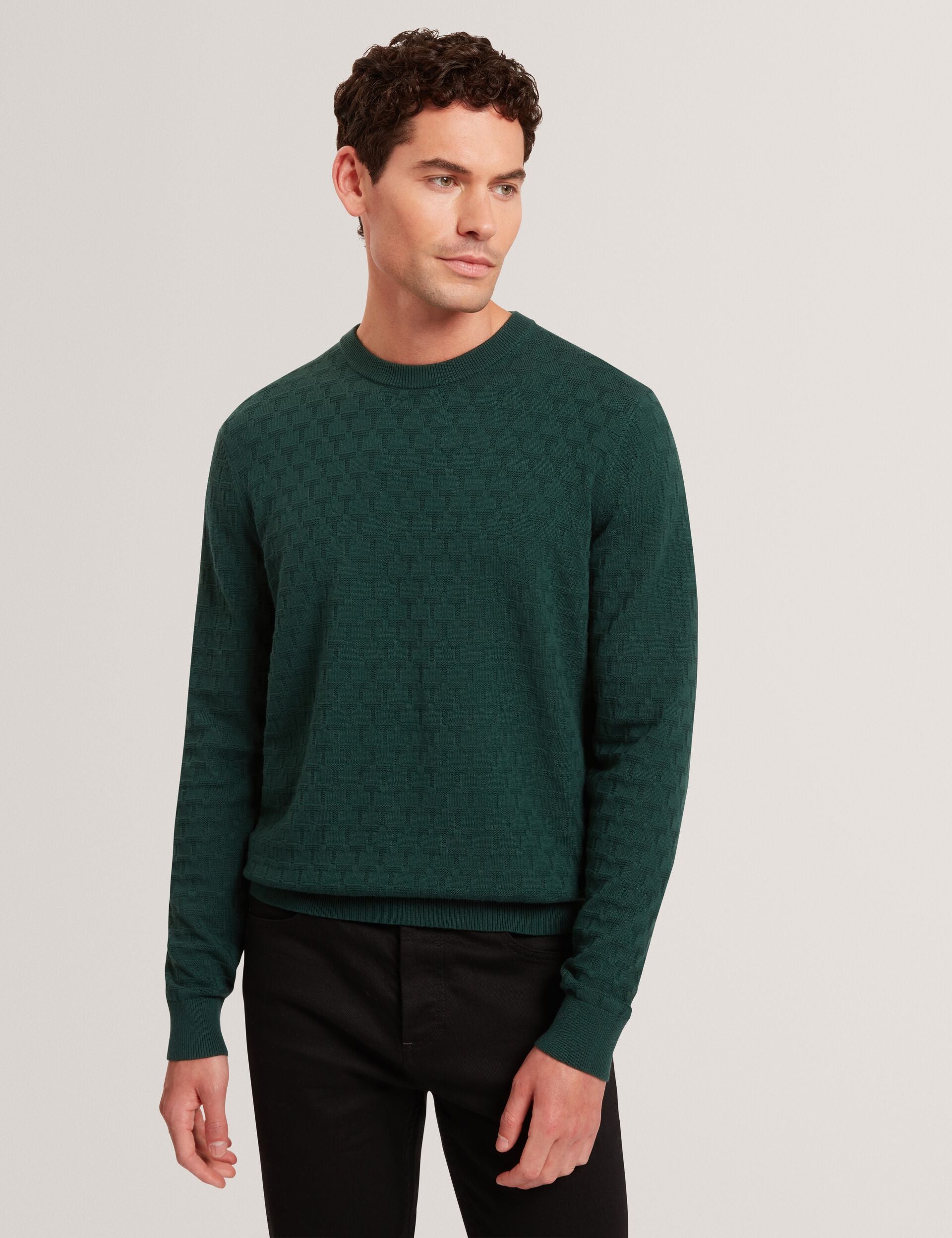 Ted Baker Sainsy Branded Texture Crew Neck Jumper
