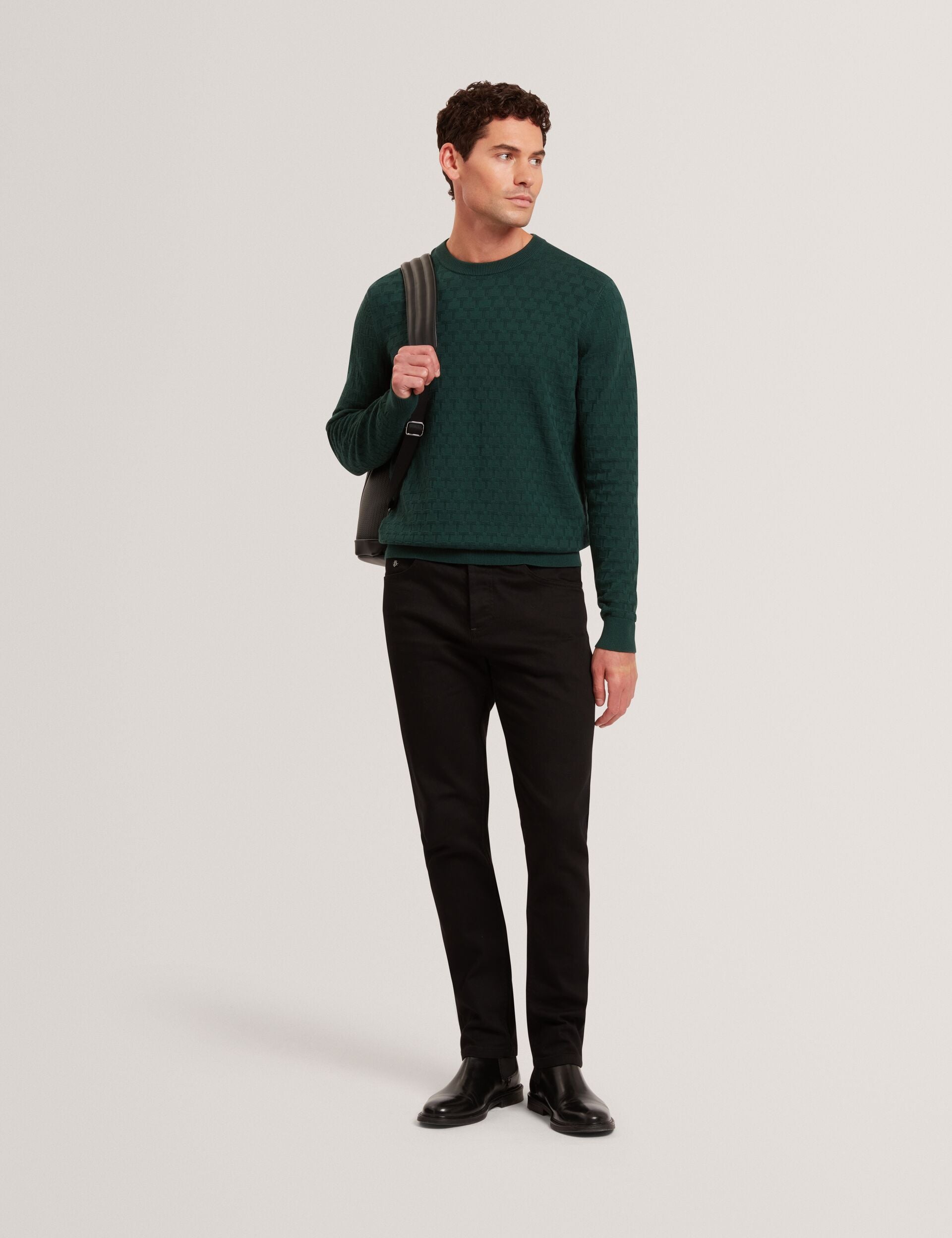 Ted Baker Sainsy Branded Texture Crew Neck Jumper